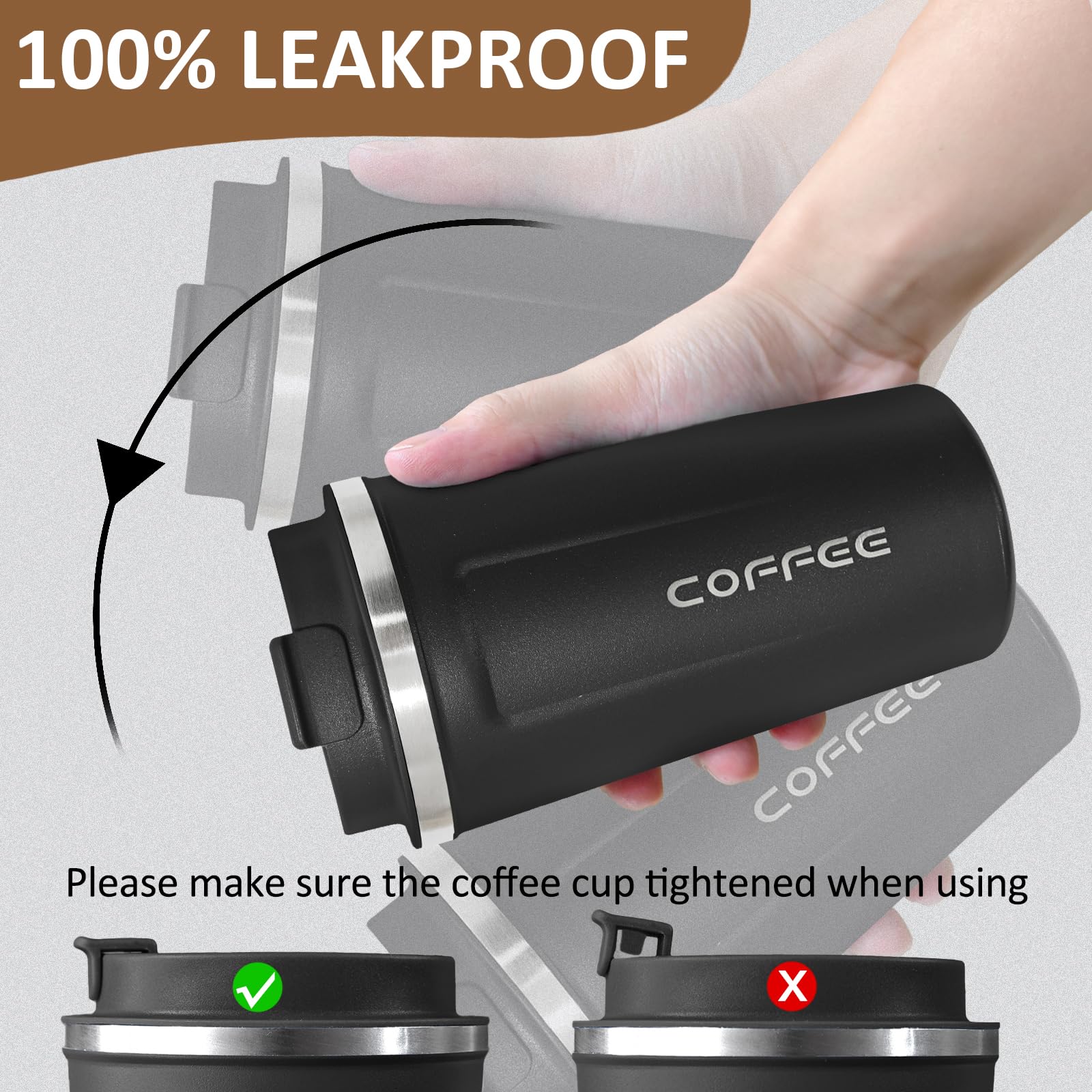 Paquete de 4 vasos de café aislados con tapa, taza de café de viaje de acero inoxidable de 17 onzas, taza de café reutilizable para mantener bebidas frías y calientes para coche, diario