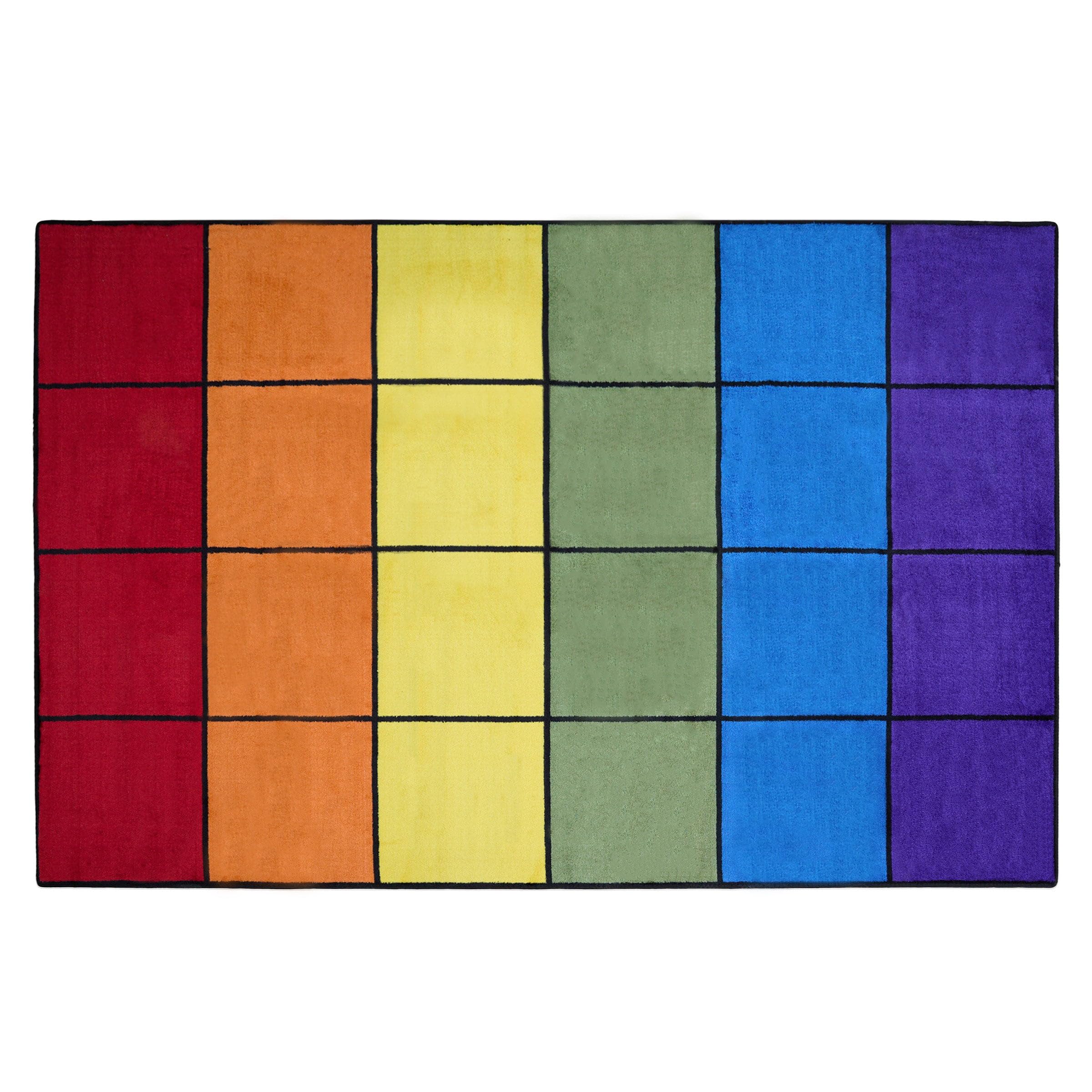 KIDCARPET.COM Rainbow Blocks Seating Rug 24 7'6" x 12' Rectangle, Educational Classroom Rug, Kids Learning Play Mat | Area Rug for Bedroom or Playroom