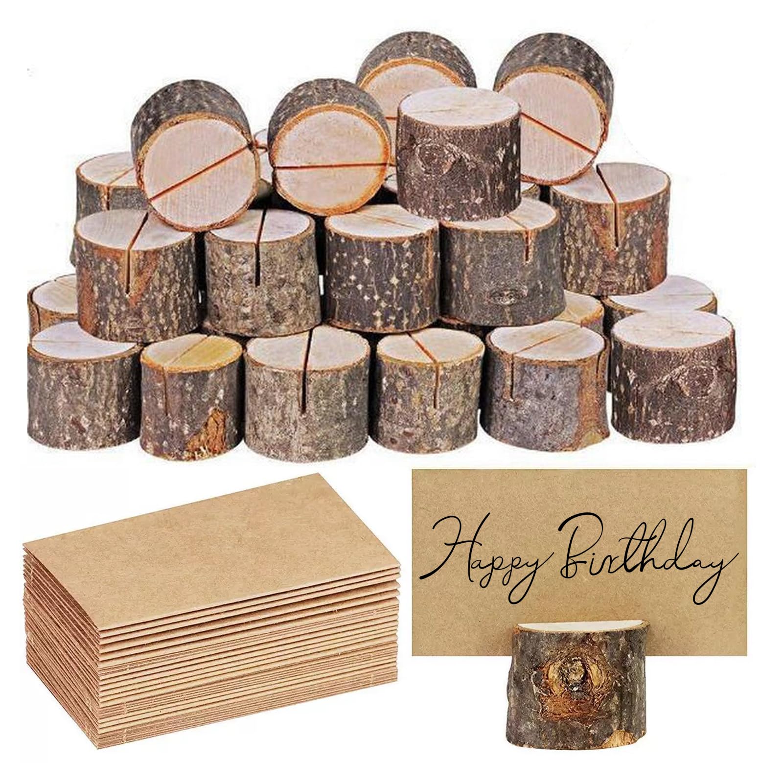 KUIZHEN Wood Place Card Holders, 20 Pcs Tlabe Number Holders Photo Holder