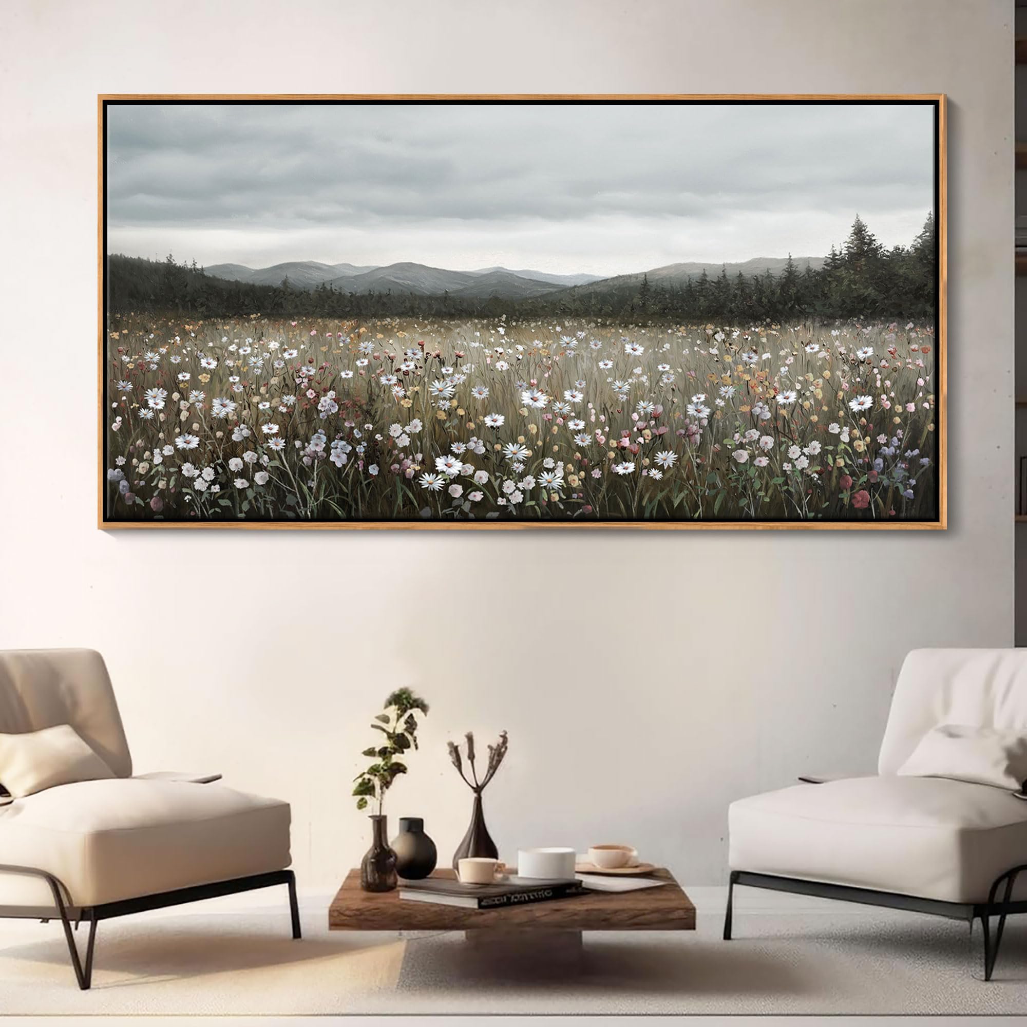 HGUAOA Vintage Floral Landscape Canvas