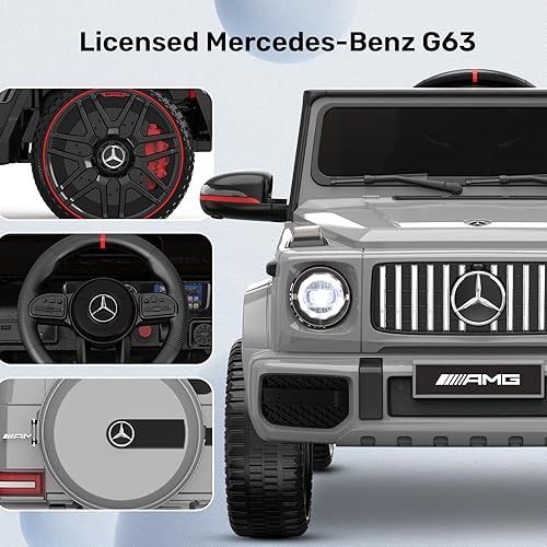Miniatura 7 de ANPABO Mercedes-Benz G63 Auto con licencia para niños, auto de paseo de 12 V con control remoto para padres, aviso de voz de batería baja, linterna