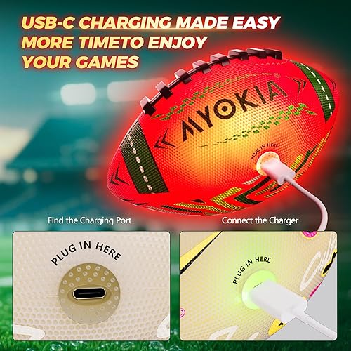 Miniatura 8 de Regalo de cumpleaños de fútbol con luz recargable RGB, fútbol que brilla en la oscuridad con bomba y cable USB, tricolor (rojo, verde, azul), tamaño