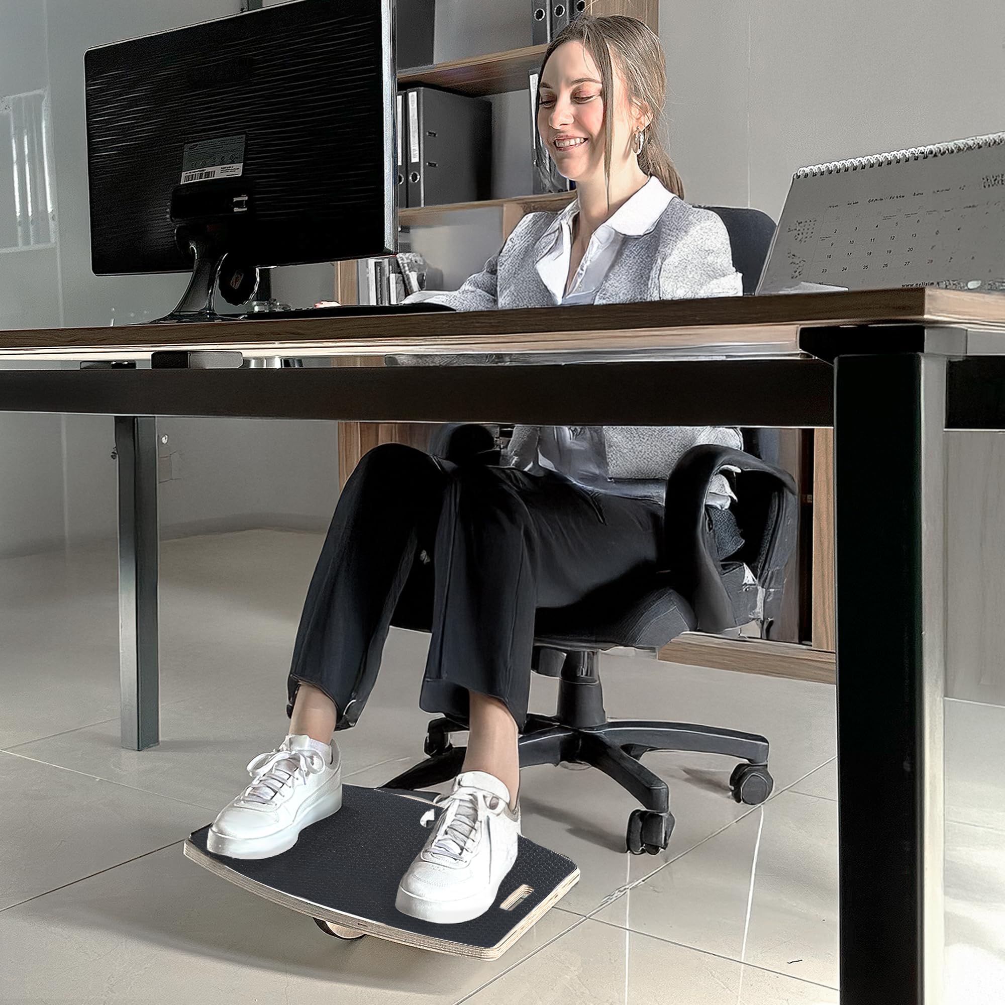 Fußstütze Schreibtisch ergonomische Fußstütze unterm Schreibtisch 4D Bewegung ultrabequeme EVA Sohle Fußablage minimalistisches und stilvolles Design ideal für Zuhause und das Büro