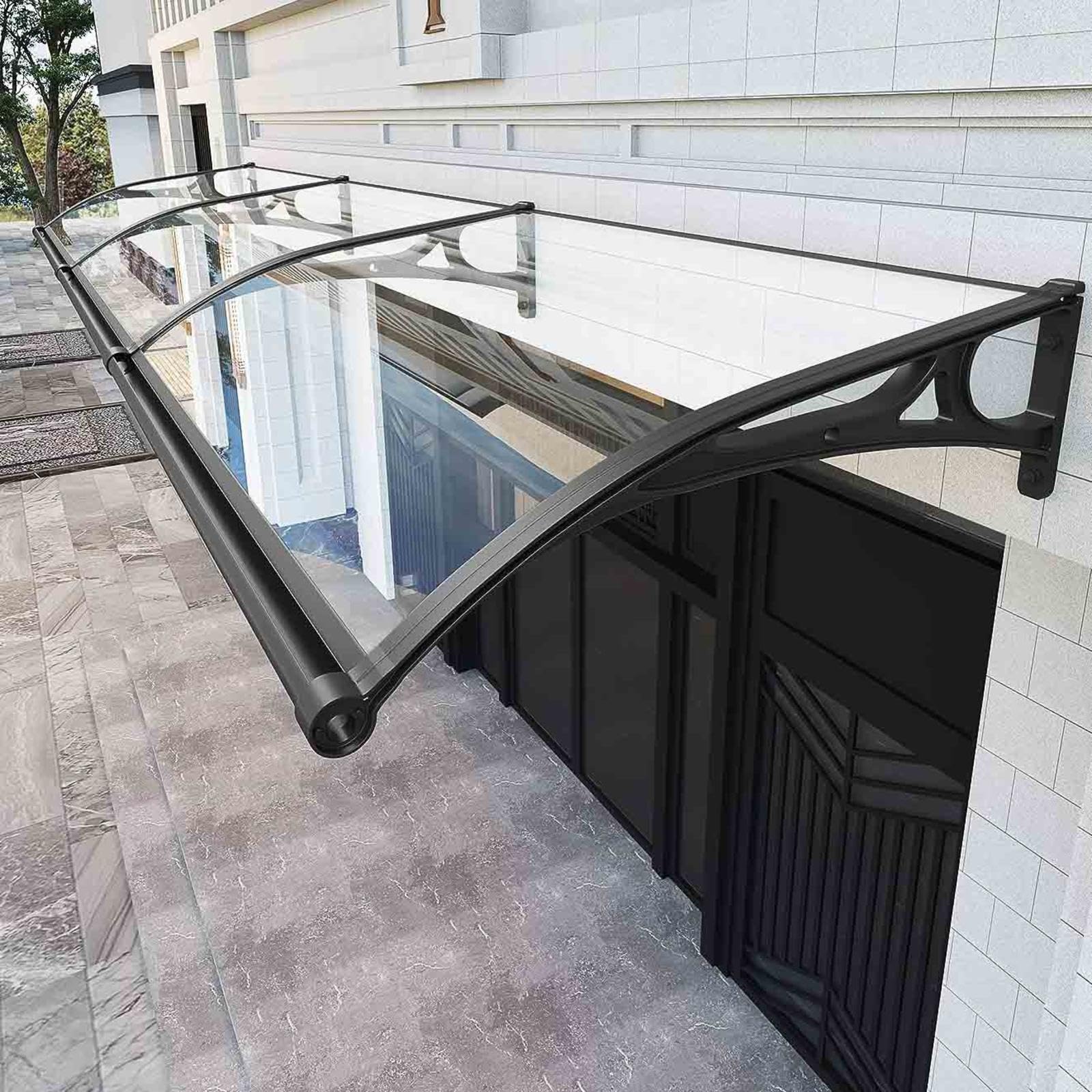 Czyzmdd Transparent1 Waterproof Door Canopy Aluminum Metal Awning For Outdoor Use Veranda With Side Panels Perfect Entrance Balcony Window Patio Gardendurable & Stylish
