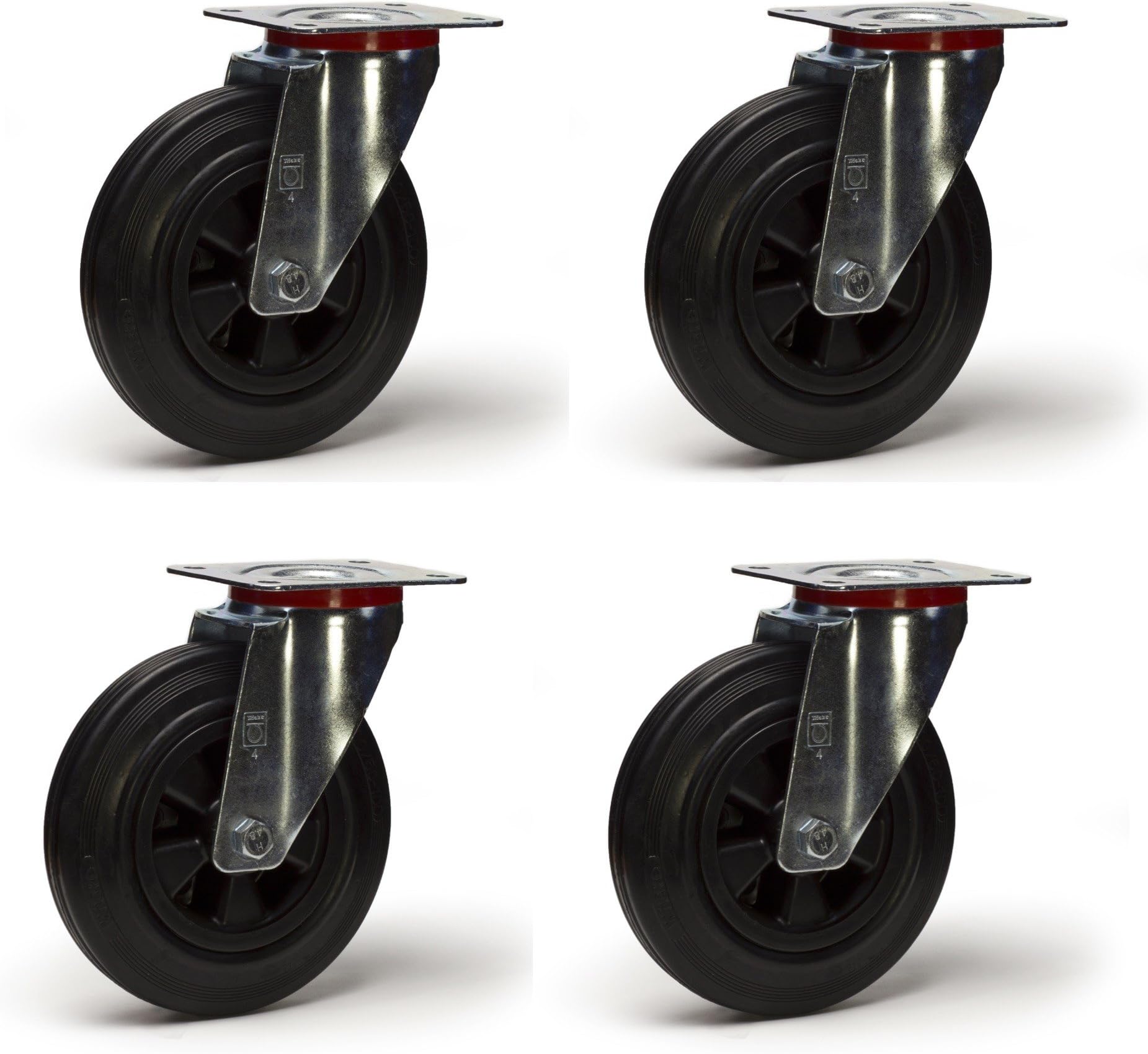 Lectorias 4 Roulettes pour Meubles 25 mm, Roulette Charge Lourde Fixe avec Frein, Roulettes Pivotantes à 360 Degrés Meuble, Roue de Meuble Exterieur Silencieuses de Caoutchouc con 16 Vis