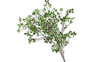 43" Artificial Greenery Stems, Ollain Faux Leaf Green Eucalyptus Branches and Ficus...