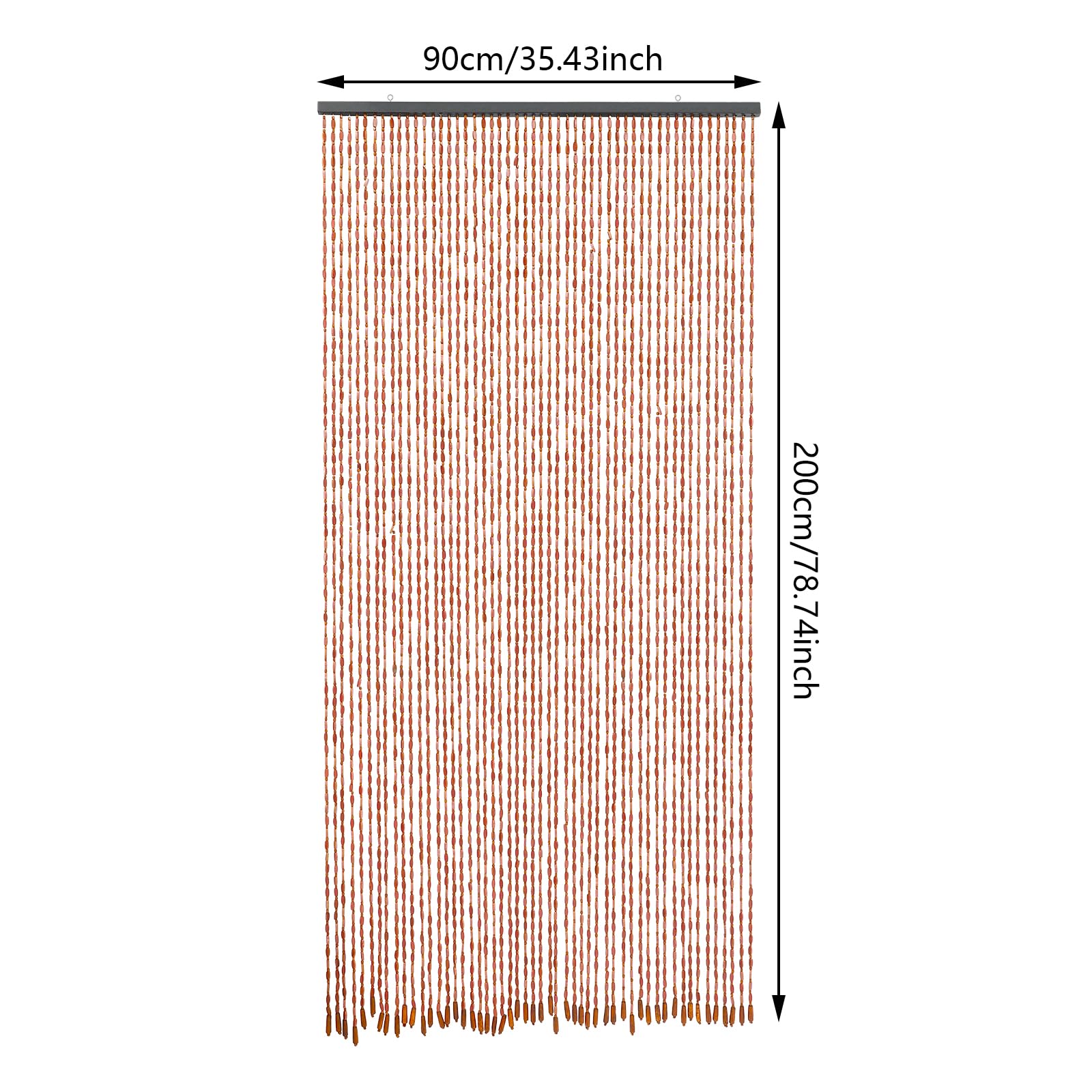 52 Strands Beaded Curtain - Cortinas de bambú para puertas hechas a mano con cuentas de bambú y madera, 200 x 90 cm