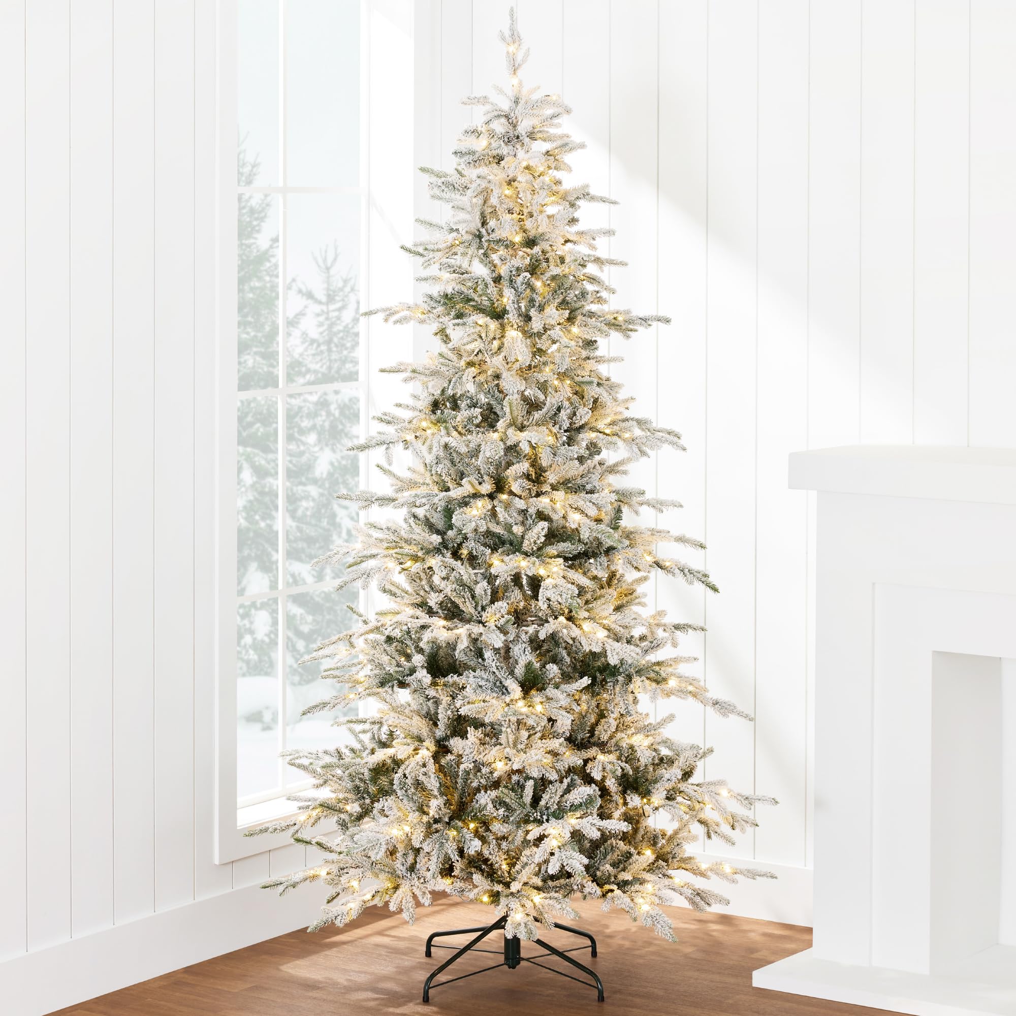 Best Choice Products Lighted Aspen Christmas Tree, 6ft Flocked Artifical Noble Fir, Pre-Lit White & Multicolored LED Lights Premium Holiday Décor - Green