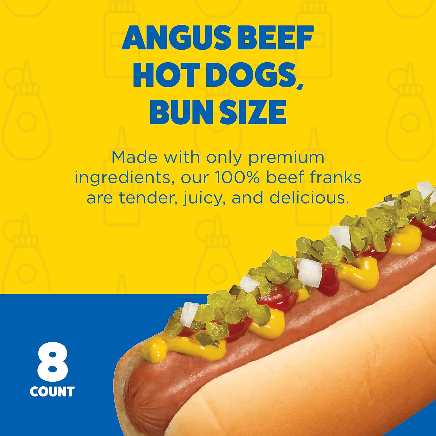 Ball Park Angus Beef Hot Dogs, Bun Size, 8 Count