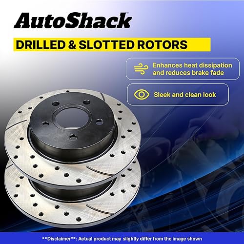 Miniatura 8 de AutoShack PR41429LR - Rotores de freno ranurados perforados delanteros, color negro, par de 2 piezas del lado del conductor y del pasajero para Kia