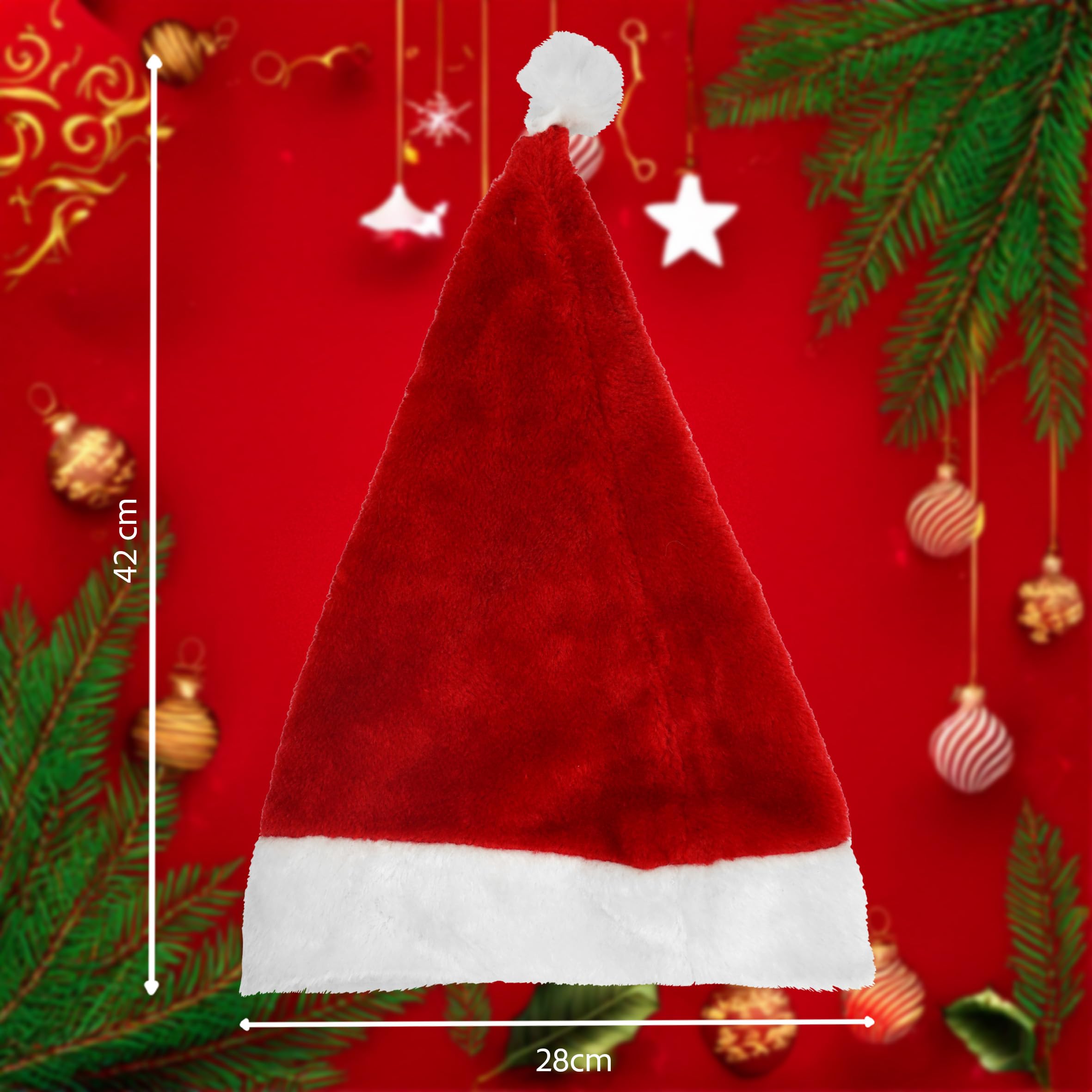 Makotex 1 bis 100 Weihnachtsmützen Nikolausmützen Weihnachtsmann Mütze Weihnacht ca. 28x42 (100, Polyester)