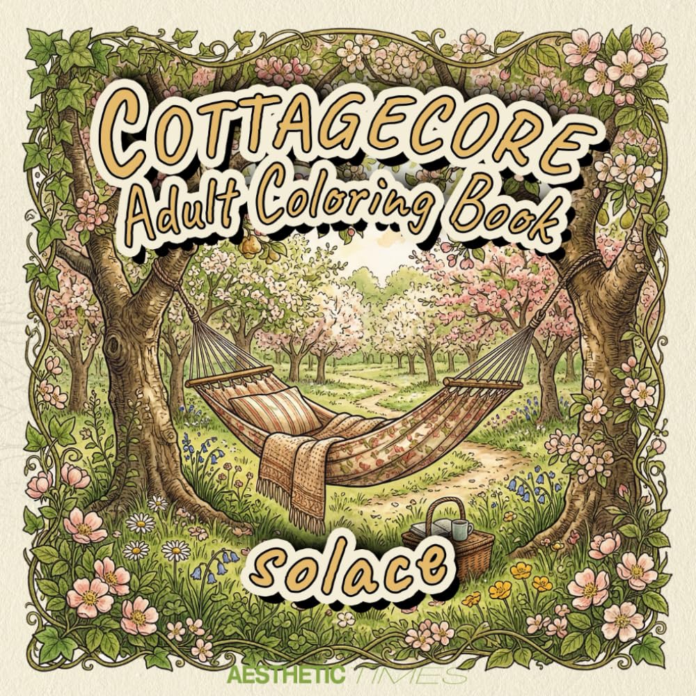 Cottagecore Adult Coloring Book: Solace (Quiet Life Collection)