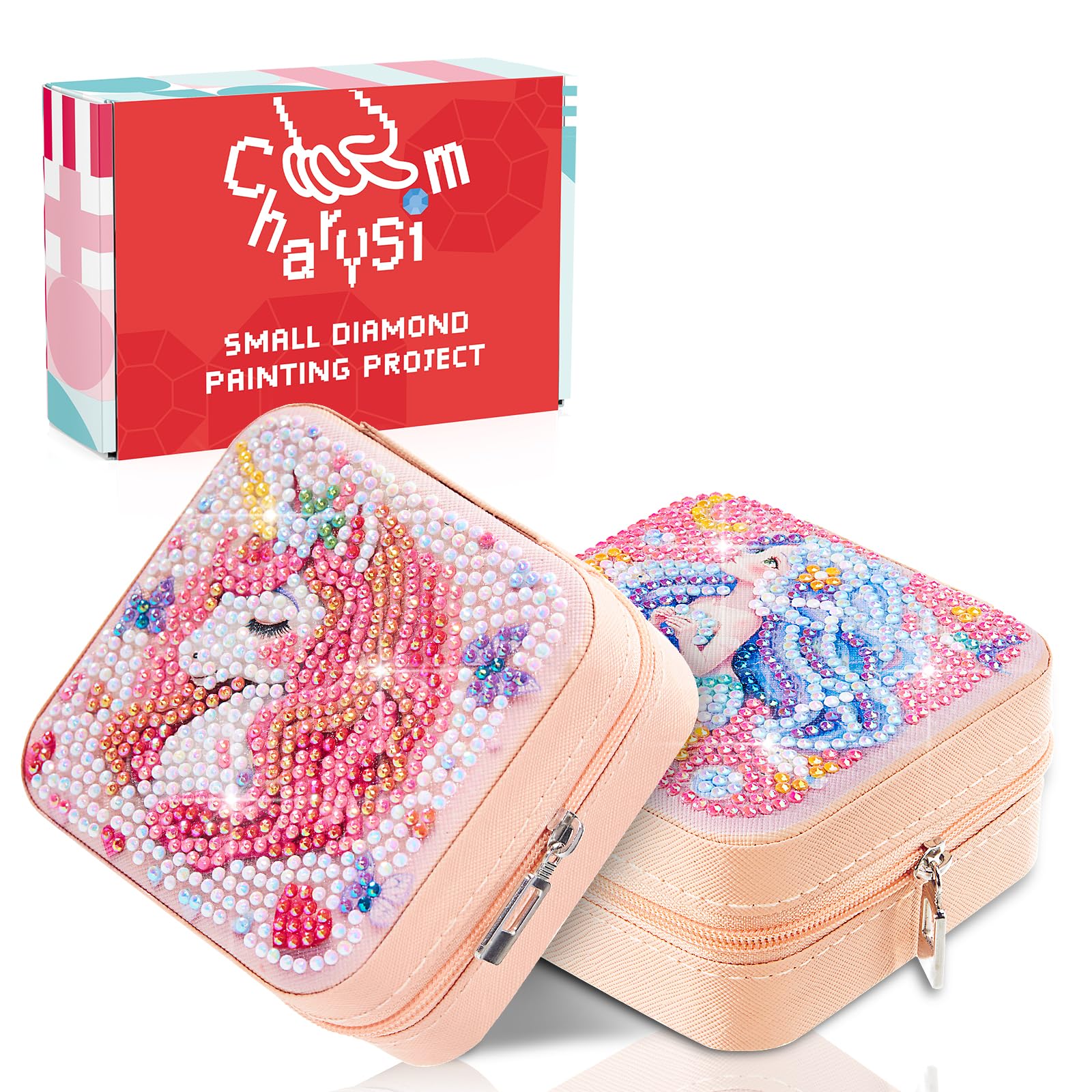 CharySim Diamond Painting Schmuckkästchen Set Glitzersteine Basteln Erwachsene Geburtstaggeschenke Kreativset Strasssteine Bastelset Geschenke DIY Perlen Bastelset für Mama Frauen