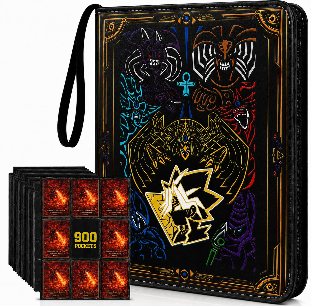 Card Binder 9 Pocket for Yugioh Cards, PU Leather Card Collection Binder