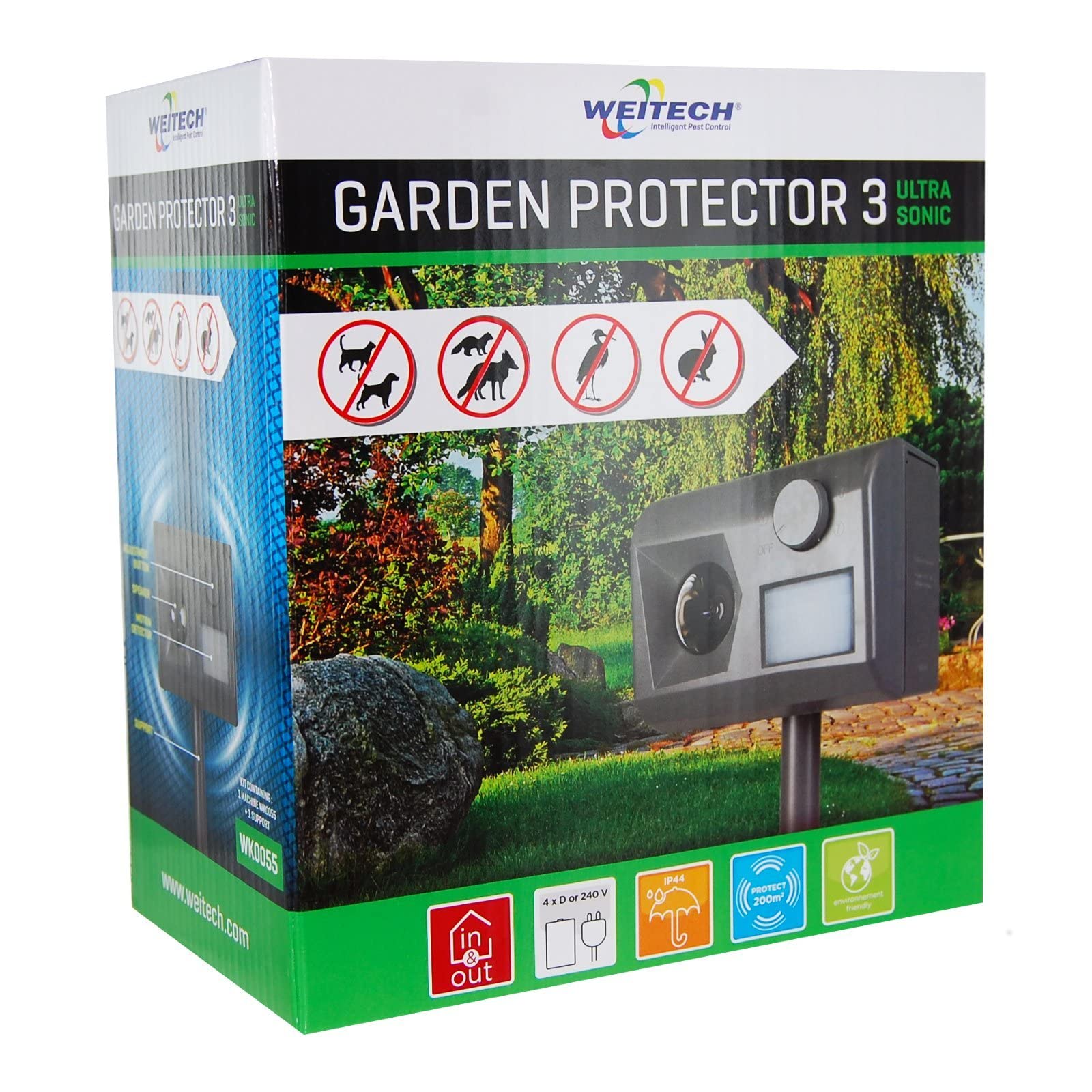 Weitech Garden Protector 3 - inklusive Netzadapter - Hundeschreck, Katzenschreck, Marderschreck