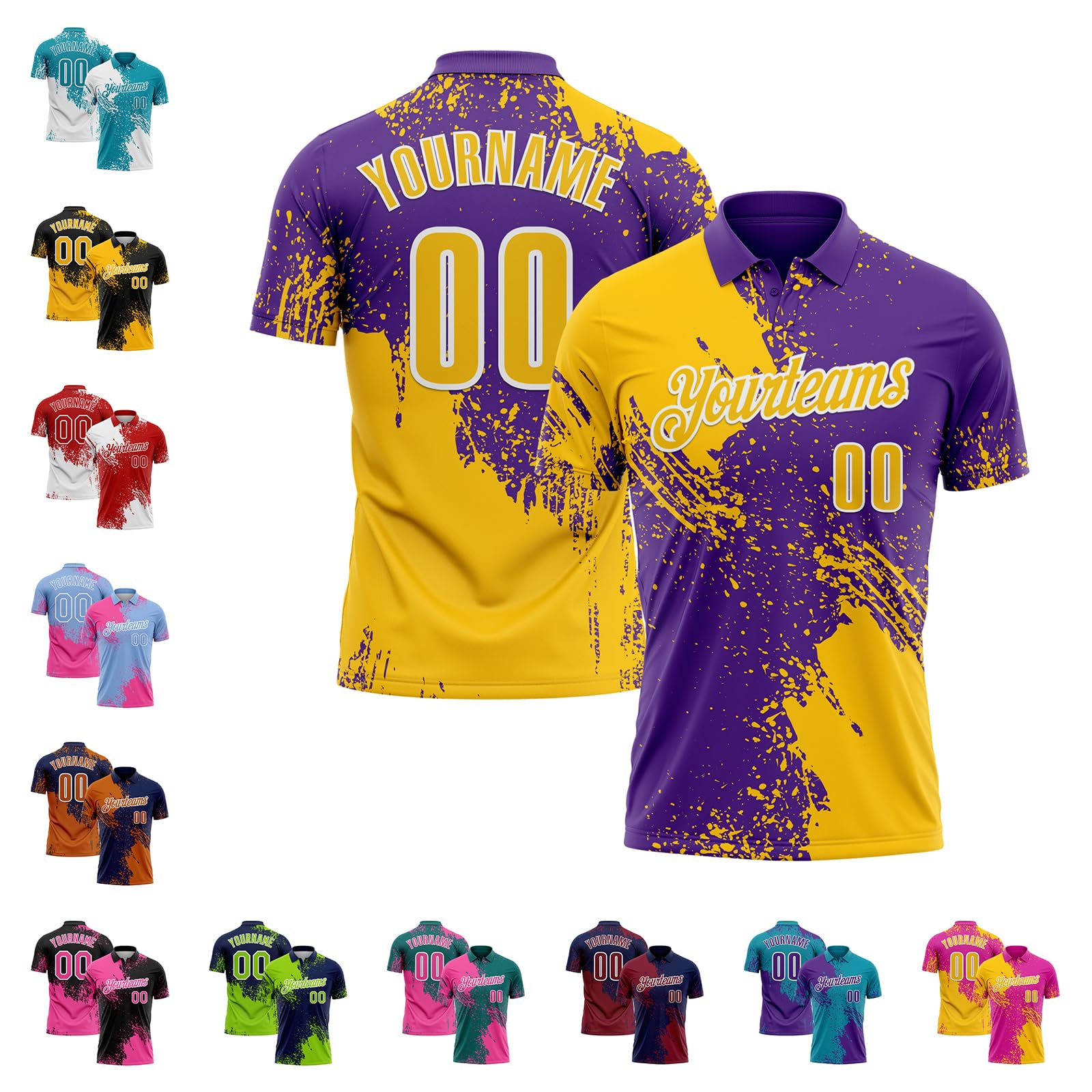 Custom Golf Bowling Polo Shirts Personalized Brush Style Tennis Jerseys Casual Business Work Uniforms for Adult Youth