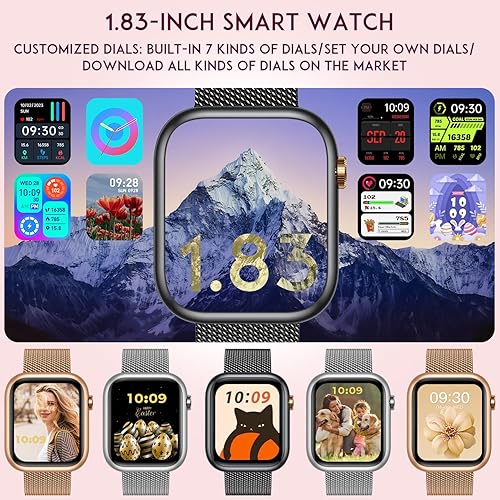 Miniatura 3 de Smartwatch - Reloj inteligente para mujer, reloj inteligente negro para mujer, responder llamadas Bluetooth, teléfonos Android, compatible con