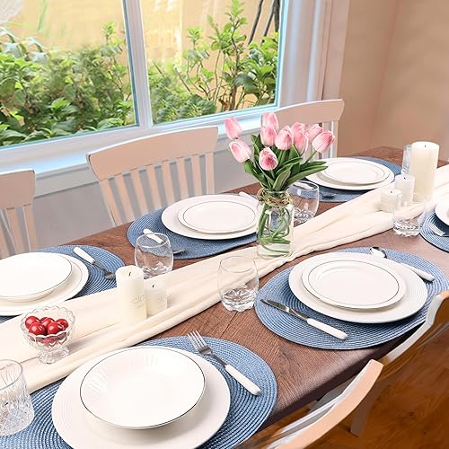 Miniatura 6 de AHHFSMEI Juego de 6 manteles individuales para mesa de comedor, lavables, tejidos, antideslizantes, de 18 x 12 pulgadas, resistentes al calor,