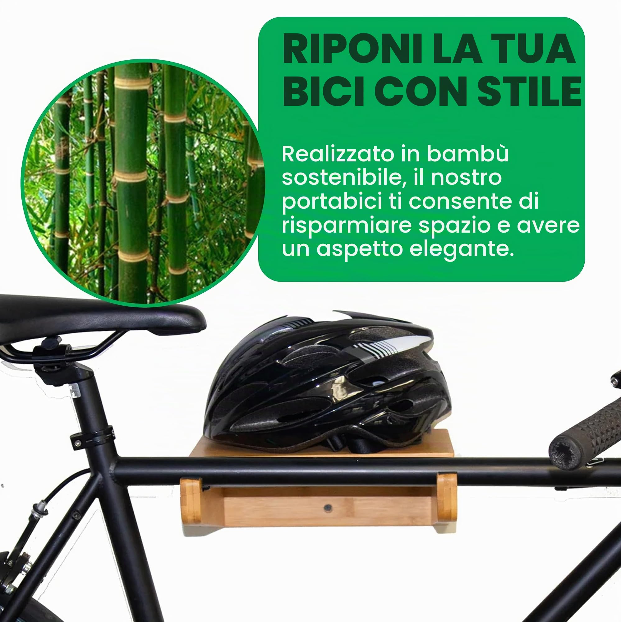 Supporto da parete per biciclette | Portabici da interno COR Portabici in bambù con ripiano rimovibile