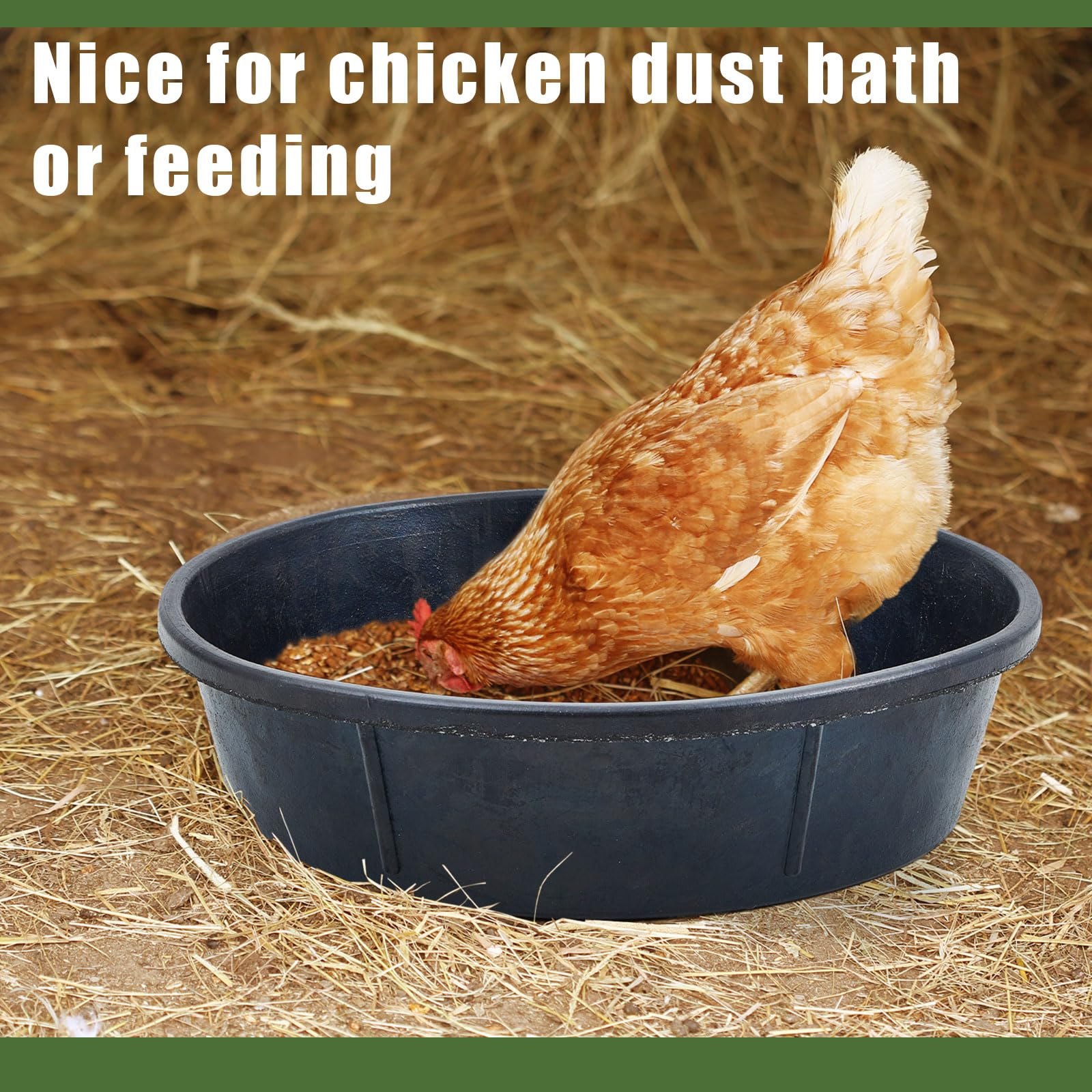 Sadnyy 3 bandejas de alimentación de goma, 3 galones, bandeja de alimentación de goma grande para caballos, cuenco de goma para perros, comedero de caballos para cabras, caballos, pollo, polvo,