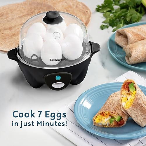 Miniatura 8 de Elite Cuisine EGC-007 Maxi-Matic - Escalfador de huevos con capacidad para 7 huevos color blanco Negro