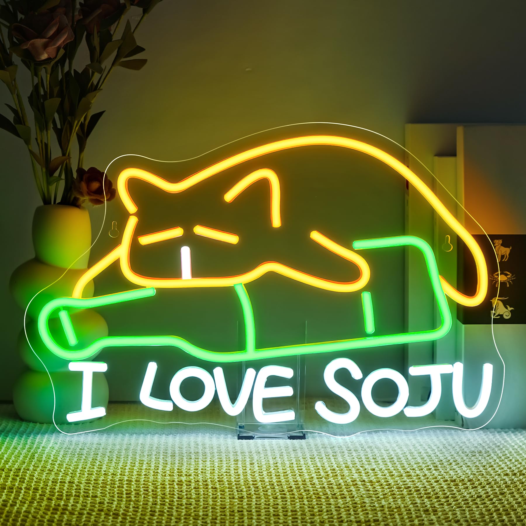 SIGNSHIP Soju Kitten Neon Led Cat Soju Neon Cool Dimmable USB Powered Bars Wall Decoration, Neon Led Bar, Neon for Bar, Pub, Club, Party, Bar Lighting Decoration Gifts โ image 1