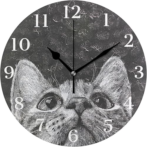 Miniatura 25 de Reloj de pared silencioso sin tictac, funciona con pilas, 9.5 pulgadas, para cocina, hogar, sala de estar, flor azul, mariposa, retro Patrón retro