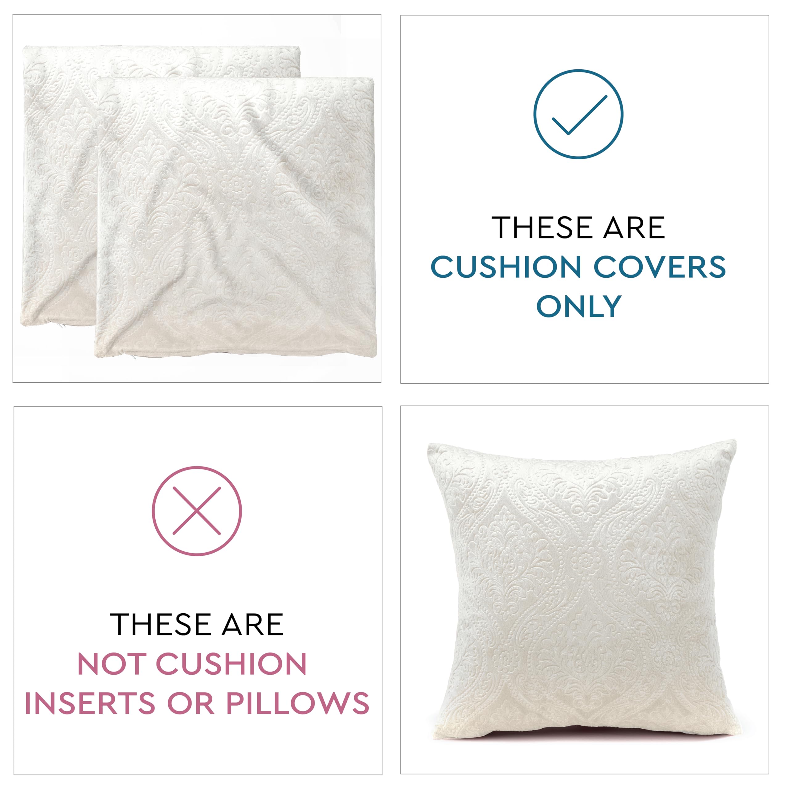 Encasa XO Luxury Embossed Velvet Cushion Covers, Plush Throw Pillow Covers For Elegant Living Rooms & Bedrooms - Image 2