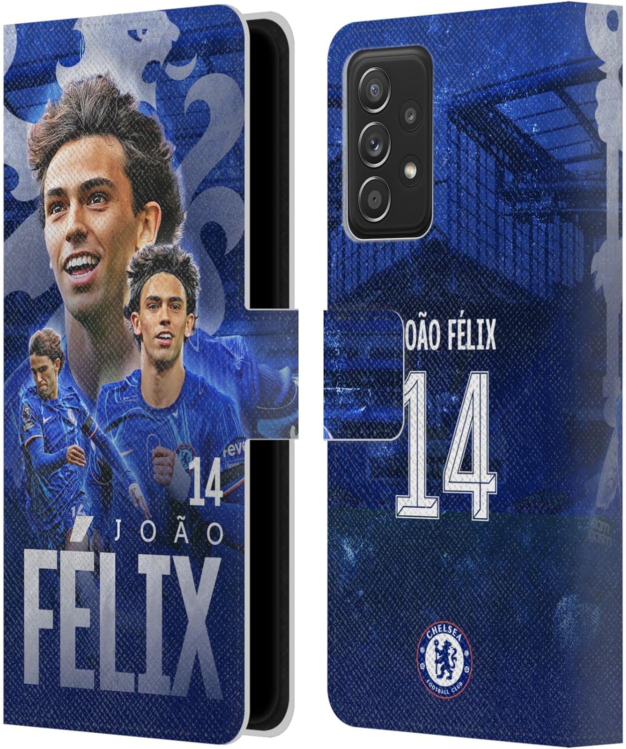 Head Case Designs Officially Licensed Chelsea Football Club João Félix 2024/25 First Team Leather Flip Case Compatible with Galaxy A52 / A52s / 5G (2021)