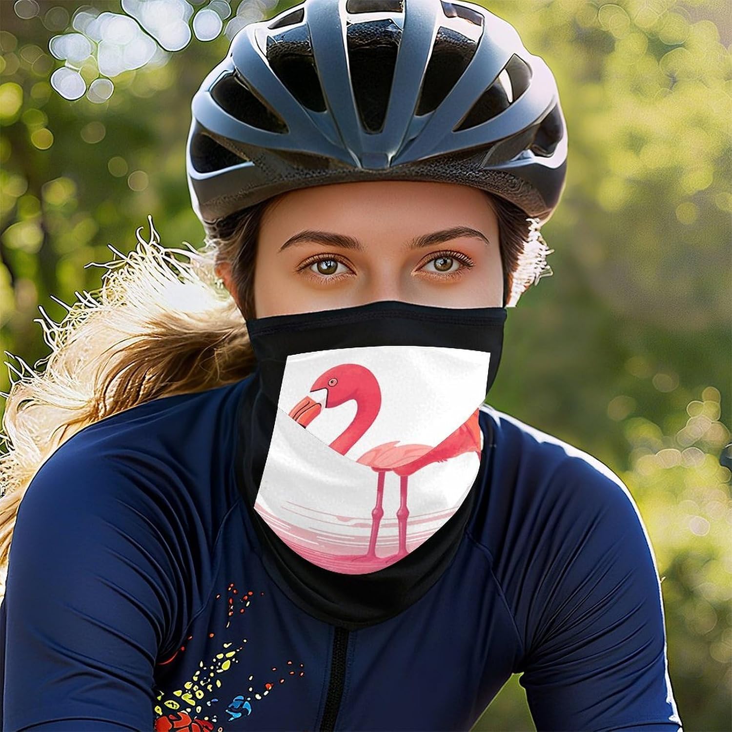 Cartoon Flamingo Neck Gaiter Face Mask UV Protection for Men Women, Breathable Quick Dry Face Cover Bandana Outdoor Sports Balaclava Wind-Proof for Hiking Skiing Motorcycle Cycling