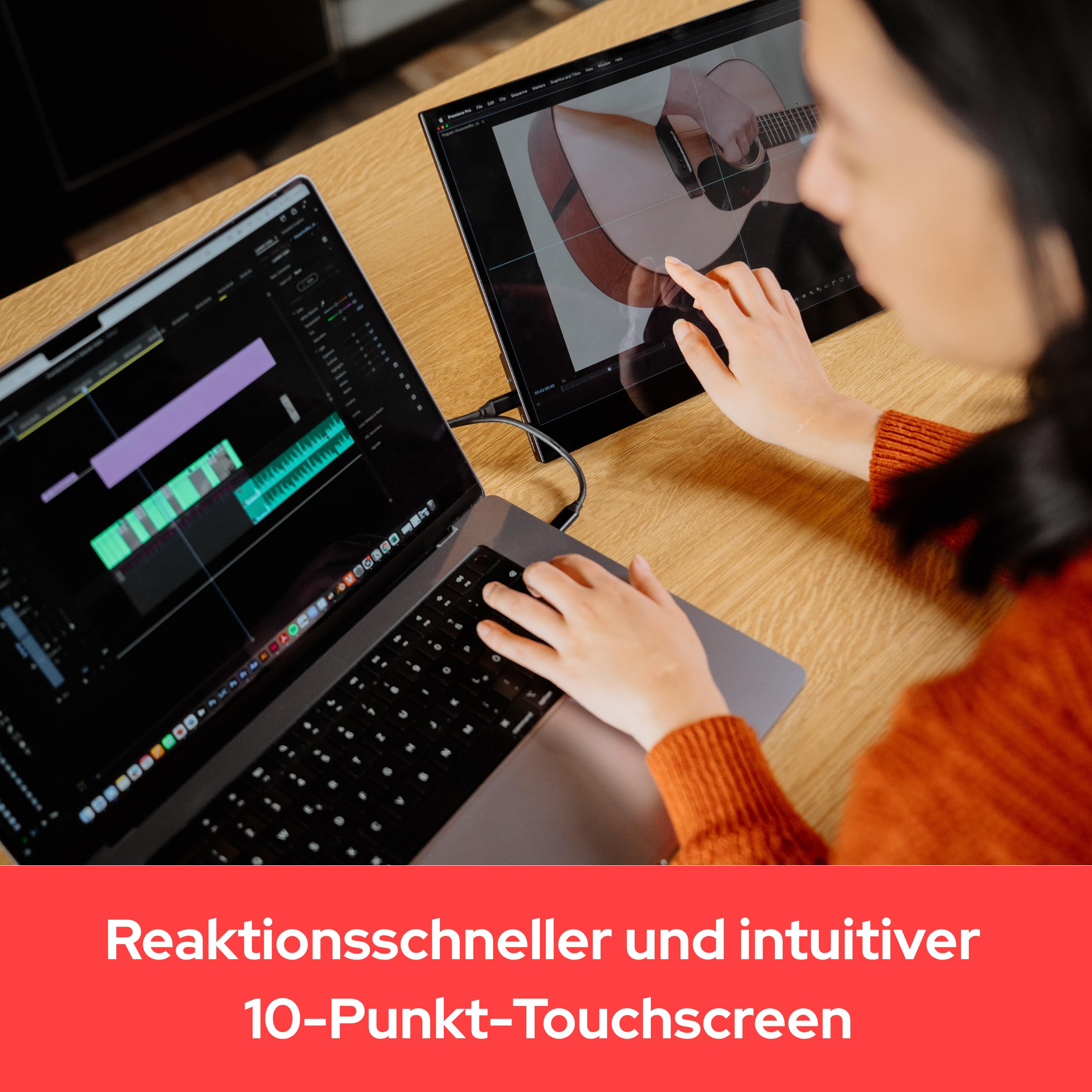 Verbatim PMT-15 LED-Monitor 39,6 cm 15.6" tragbar Touchscreen 1920 x 1080 Full HD 1080p IPS 1000:1 HDMI 2xUSB-C Lautsprecher | Tragbarer Monitor Touchscreen mit USB-C und HDMI für Macbook, PC, Laptop, Tablet, Konsole und mobiles Arbeiten unterwegs
