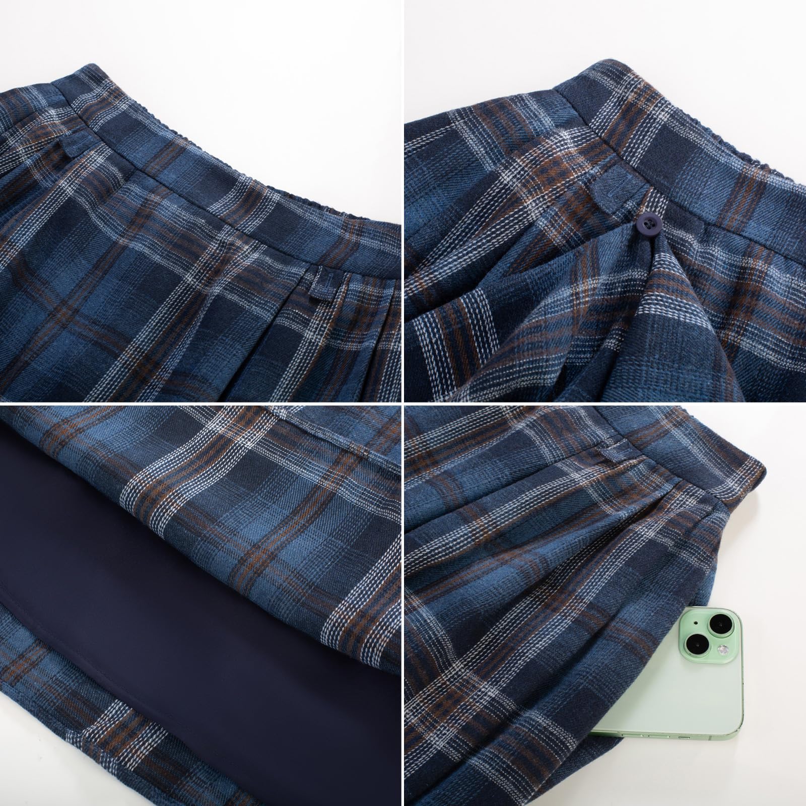 SCARLET DARKNESS Damen Steampunk Rock Langer Plaid Elastische Taille Mittelalter Rock Cosplay