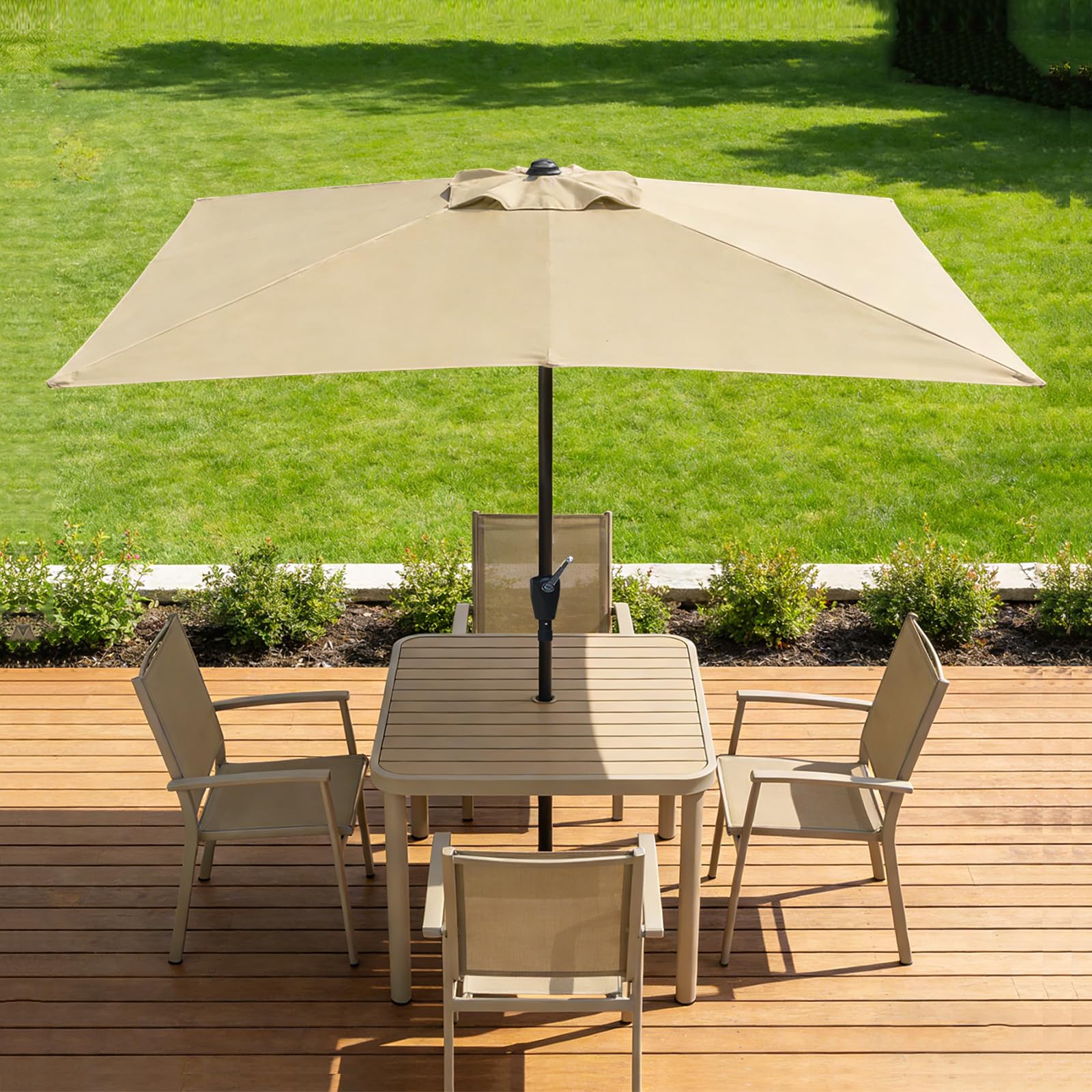 RANSENERS Kippbar Sonnenschirm Rechteckig 200 x 300 cm, Beidseitig um 30° Knickbar, Kurbel öffnen & Schließen, UV50+, für Garten, Terrasse, Balkon, Cafe im Freien