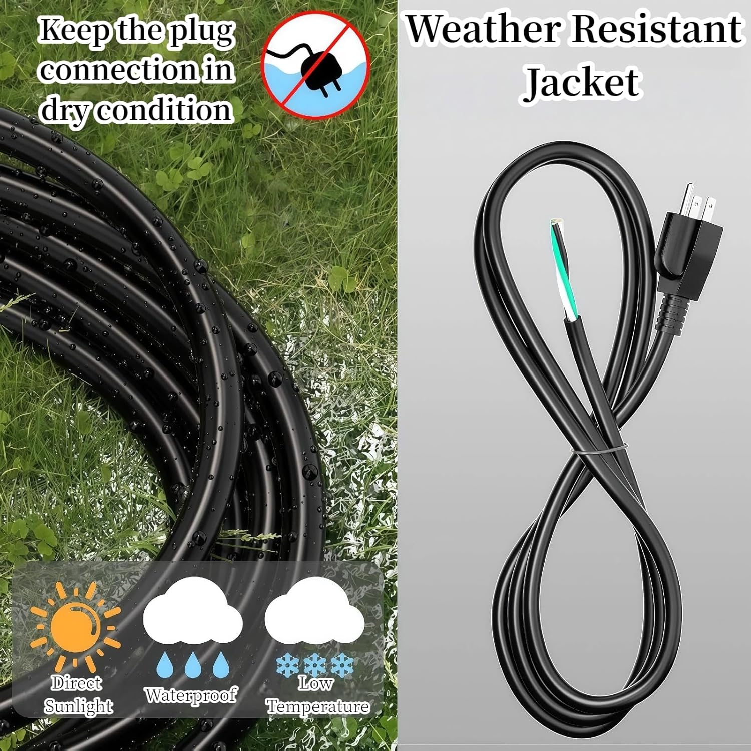Replacement Power Tool Cord (8' ft, 16/3) for Drills, Sanders, Vacuums, Miter Saws, Appliances, Chop Saws, Grinders, Motors and Power Tools