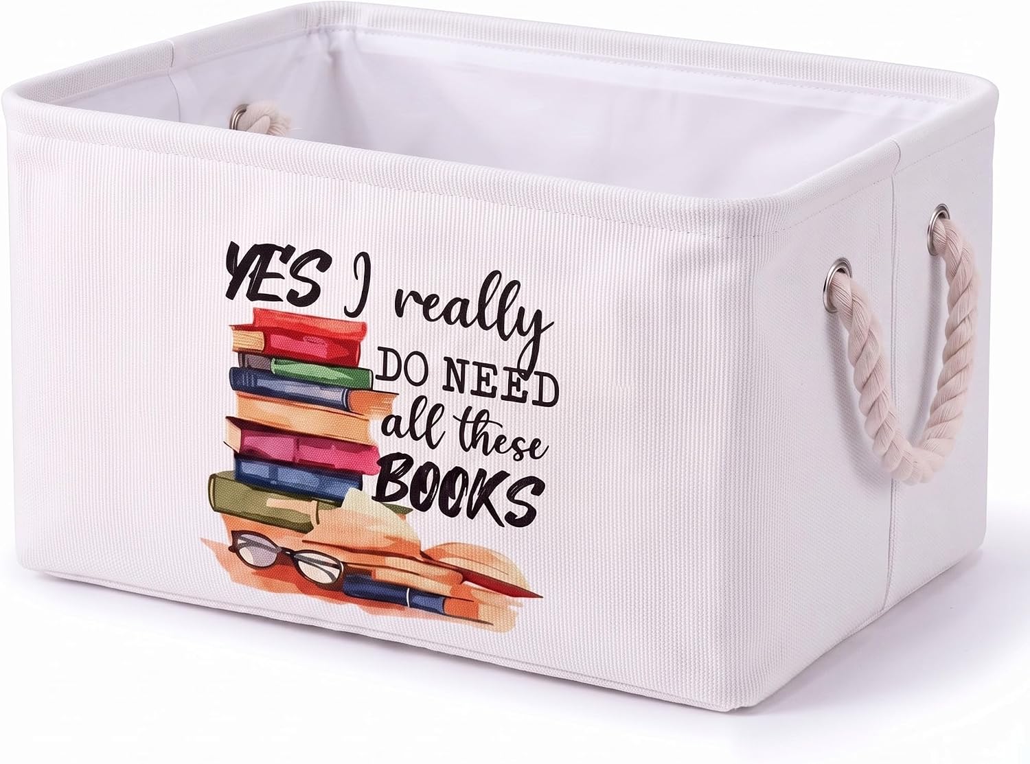 Marsui Book Lover Gifts Book Storage Basket Yes I Really Do Need All These Books List Storage Bin Bookish Accessories Bookworm Gift for Club Members Student Teacher Reading Accessories