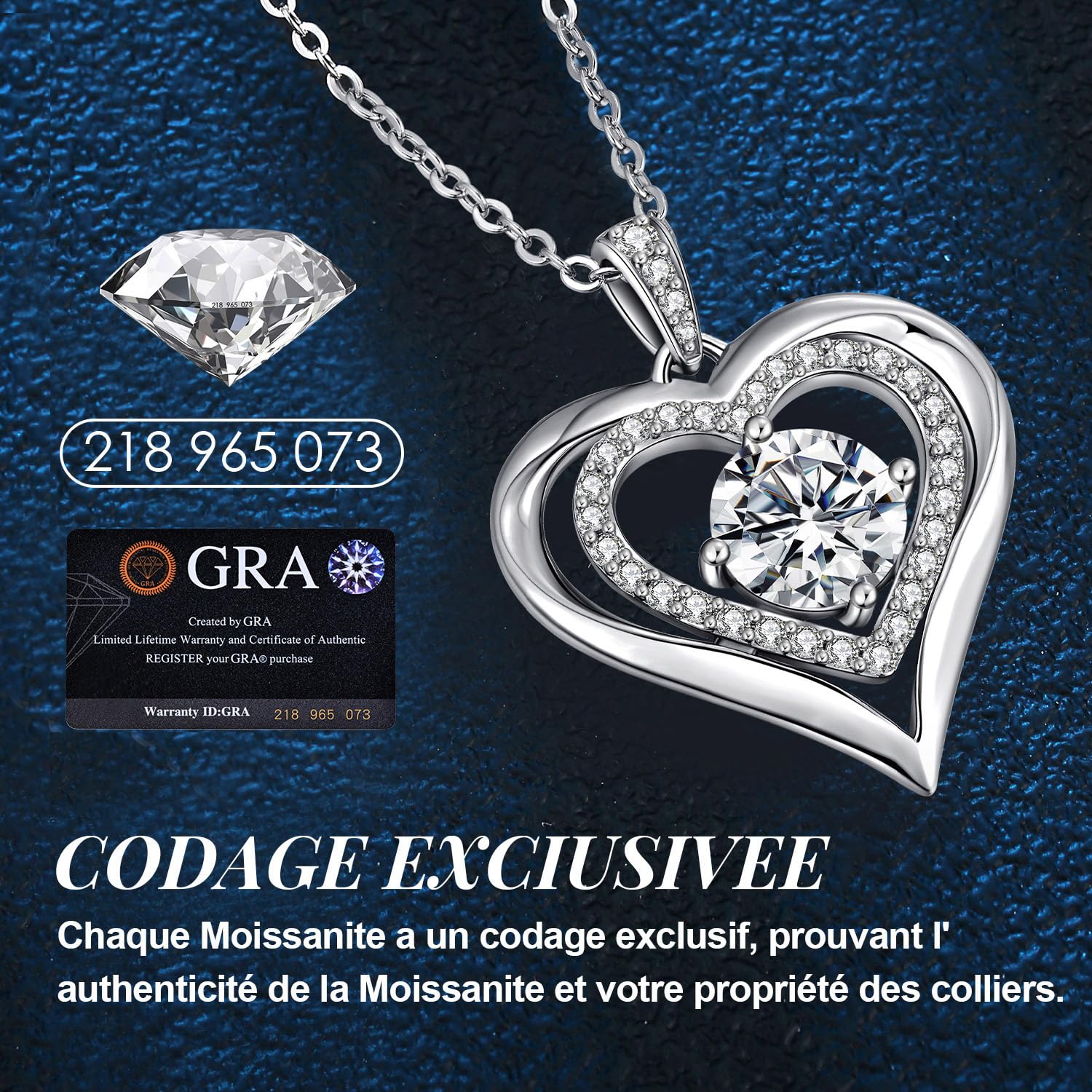 CDE Collier Femme Cadeau pour Elle Orné de Moissanite Argent 925 Bijoux