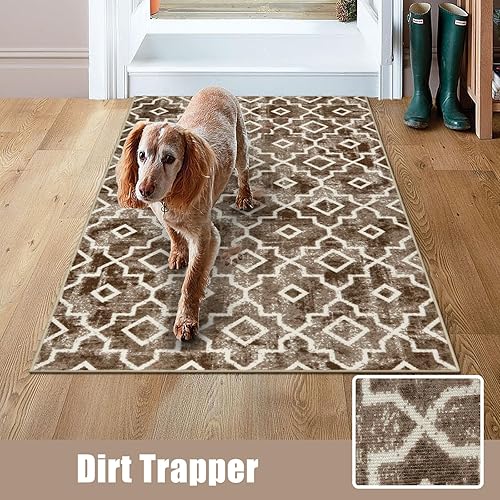 Miniatura 5 de Wonnitar Tapete marroquí para puerta delantera, 32 x 48 pulgadas, tapete para entrada, lavable, absorbente, antideslizante, resistente a la