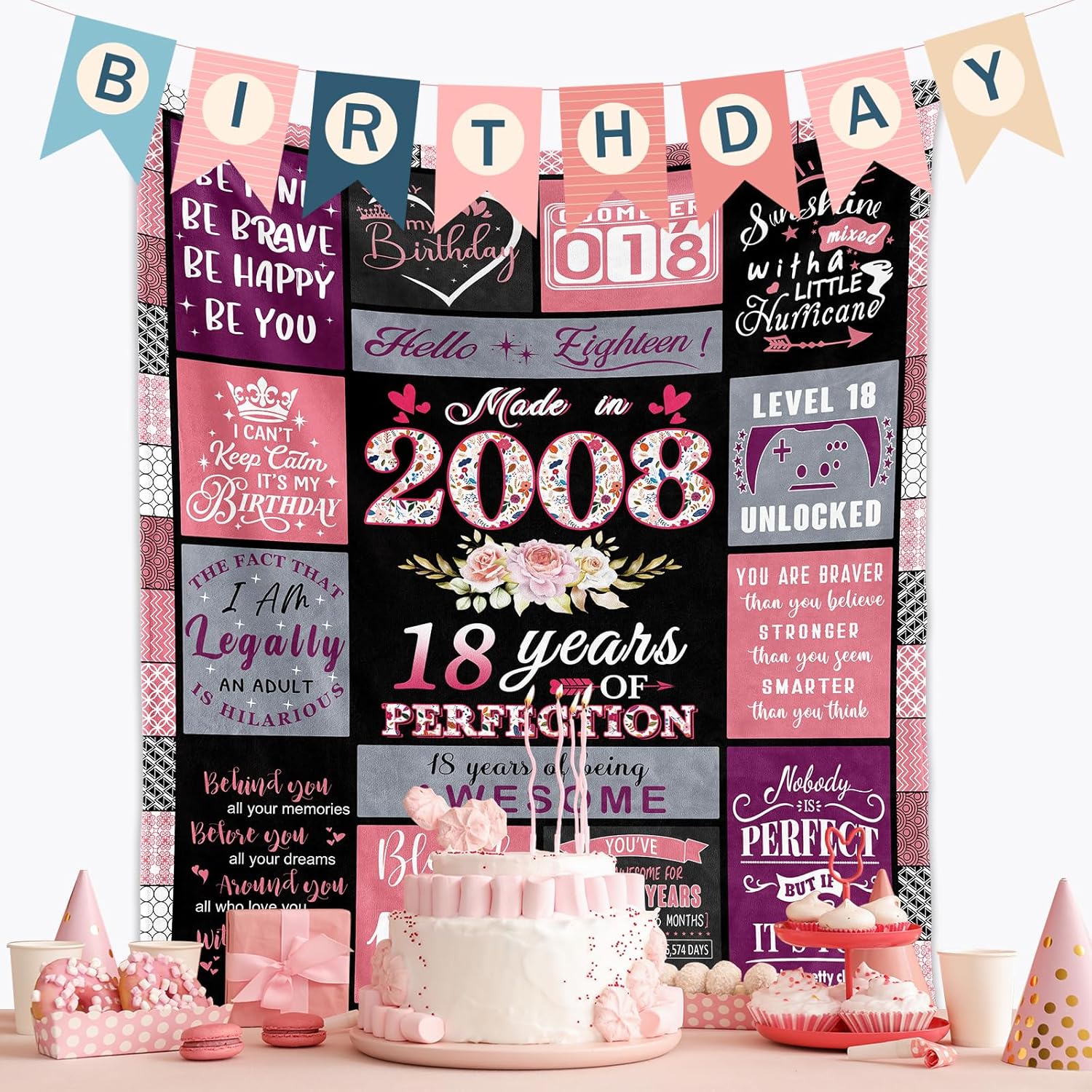 18th Birthday Gifts for 18 Year Old Girls, 2008 Birthday Blanket Gifts for 18 Year Old Girl 18th Bday Gift Ideas