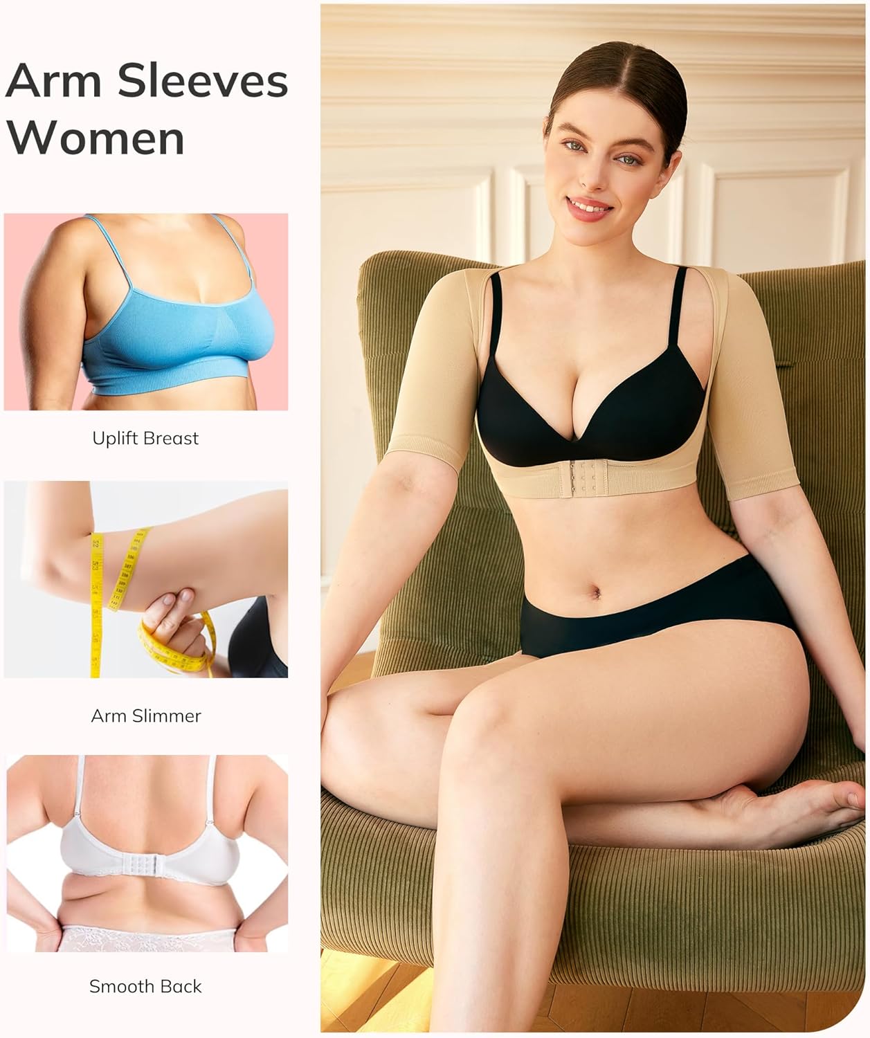 LODAY Arm Compression Sleeves for Women Lipo Upper Arm Shaper Post Surgery Slimming Arm Sleeve - Image 5