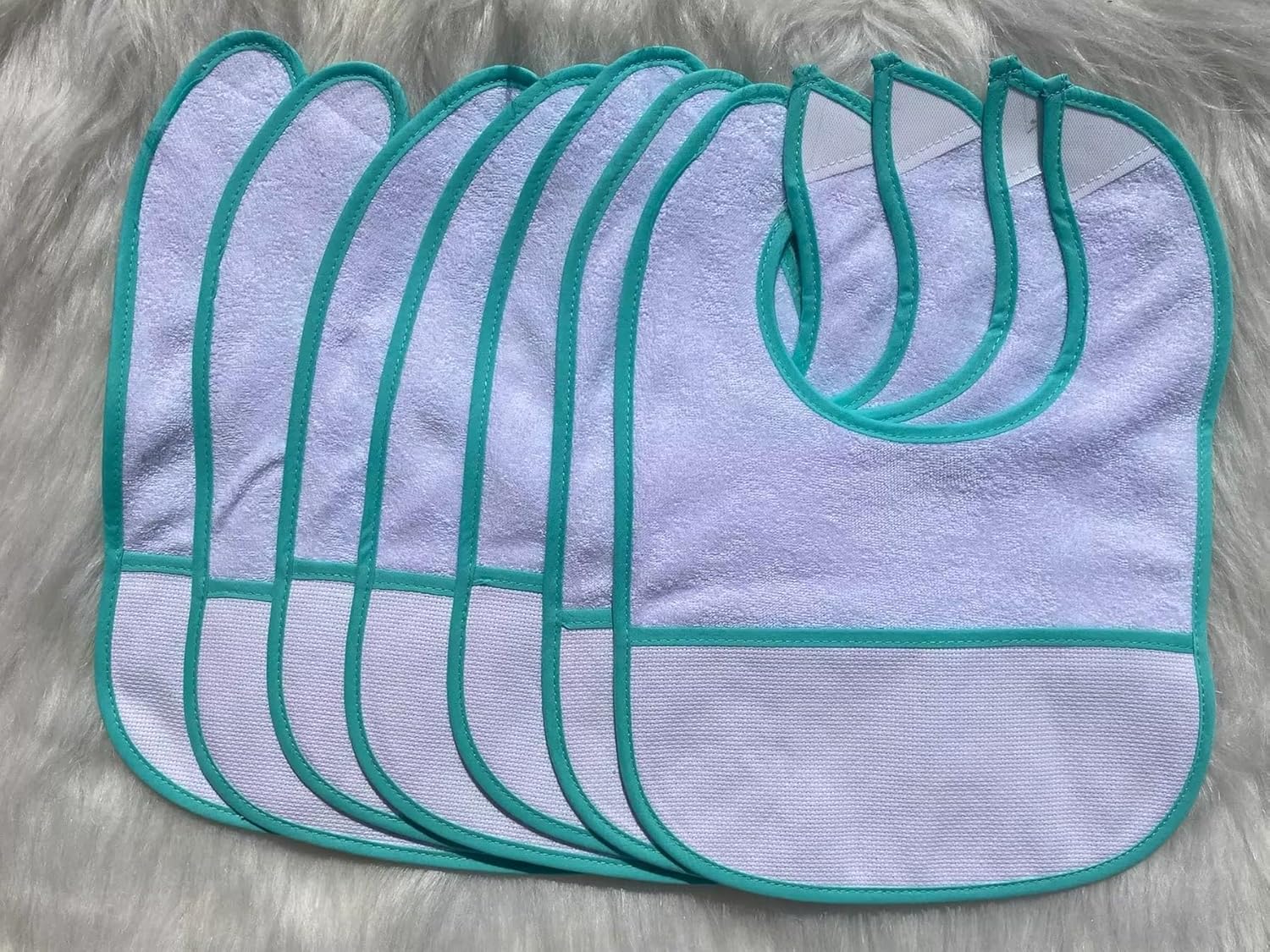 5pcs aqua color edged blank cotton 16count aida fabric pocketed, towel fabric bib to do cross stitch