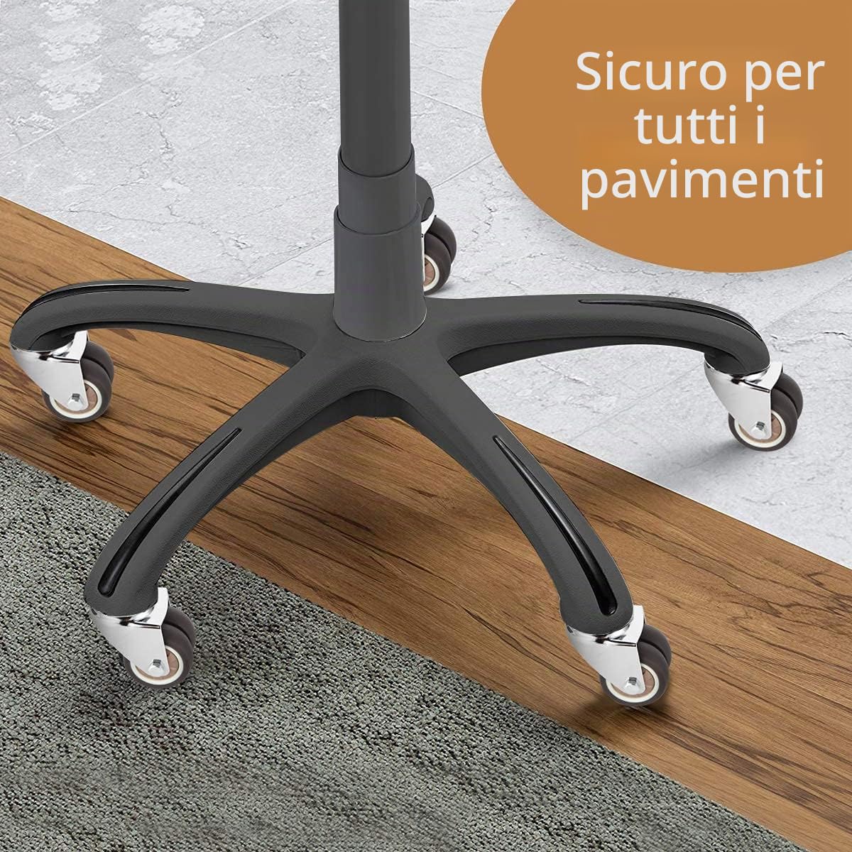 W B D WEIBIDA 50 mm Doppia Ruote Sedia Ufficio 11mm x 22 mm, Rotelle Sedia Ufficio Gomma, Resistenti, Silenzioso Liscio, Rotelle per Parquet, Tappeti, Piastrelle e Pavimenti in Legno duro, Set di 5