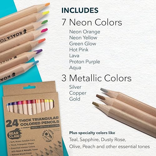 Miniatura 2 de KOALA TOOLS - Lápices de colores con garra de oso para adultos y niños, lápices de colores solubles en agua con agarre triangular para arte y
