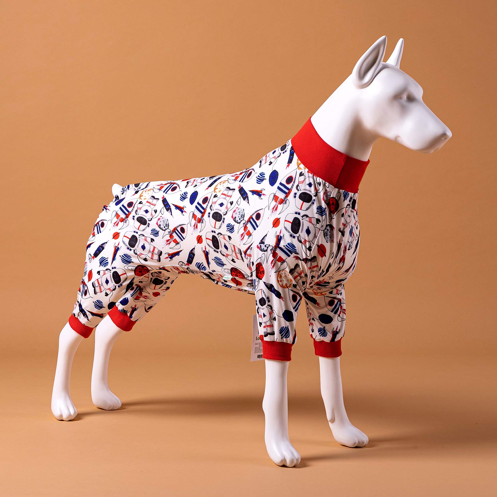 LovinPet Hunde-Outfit Rashguard Für Große Hunde – Weltraum-Astronauten Druck, Leichter Pullover, Pyjama Für Dobermann & Große Rassen