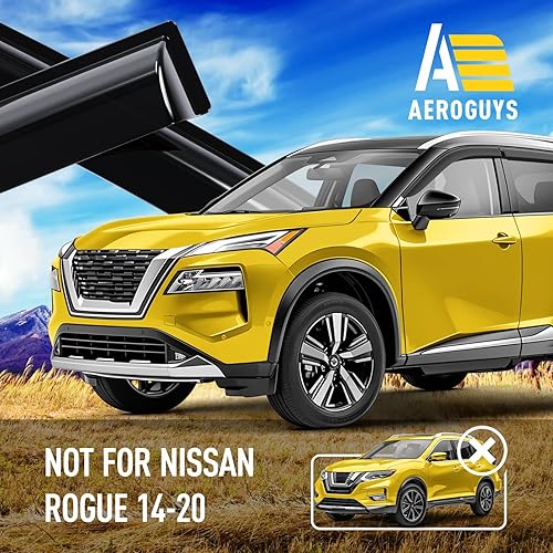 Miniatura 3 de Deflectores de ventana extra duraderos, viseras de ventana con cinta adhesiva, protectores de lluvia para Nissan Rogue 2021-2026, viseras solares,
