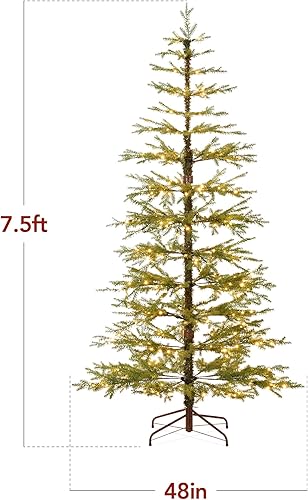Miniatura 10 de Best Choice Products Árbol de Navidad escaso preiluminado de 4.5 pies, decoración navideña de pino artificial con 522 puntas de rama, 100 luces LED