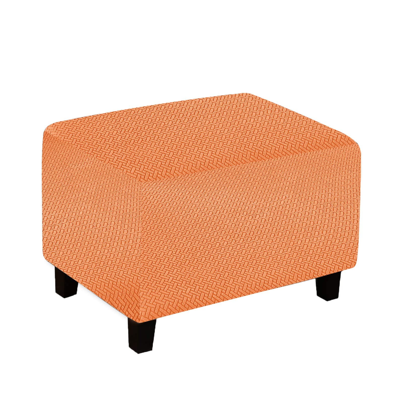 2023 New Wear-Resistant Sofa Ottoman Cover, Stretch Rectangle Ottoman Slipcovers, Foot Stool Slipcover, Removable Footrest Stool Covers, Folding Storage Stool Furniture Protector(Weave Orange,L)