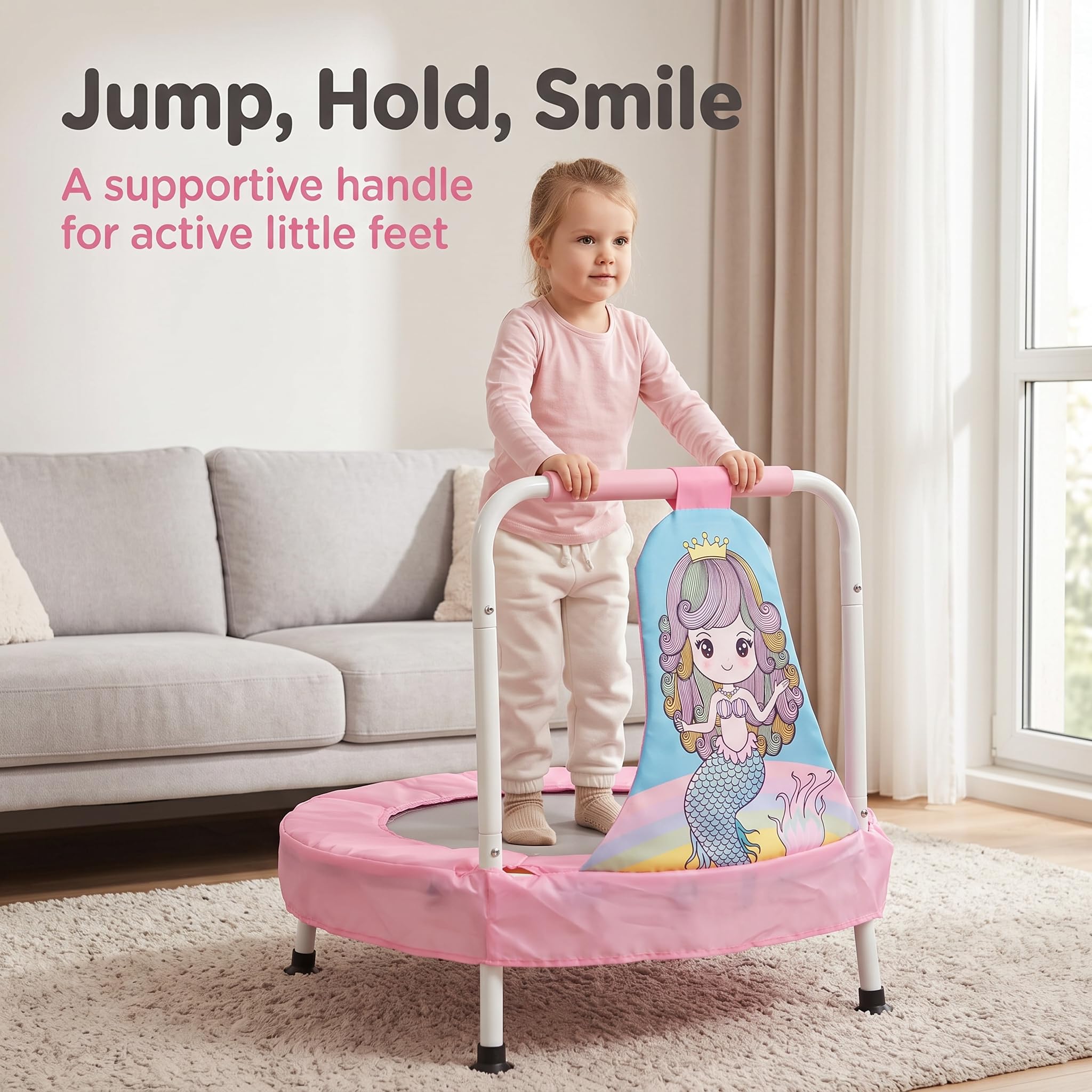 Trampolino per bambini, mini trampolino per bambini, regalo di compleanno per ragazzi e ragazze, per interni ed esterni, per bambini dai 6 mesi ai 3 anni