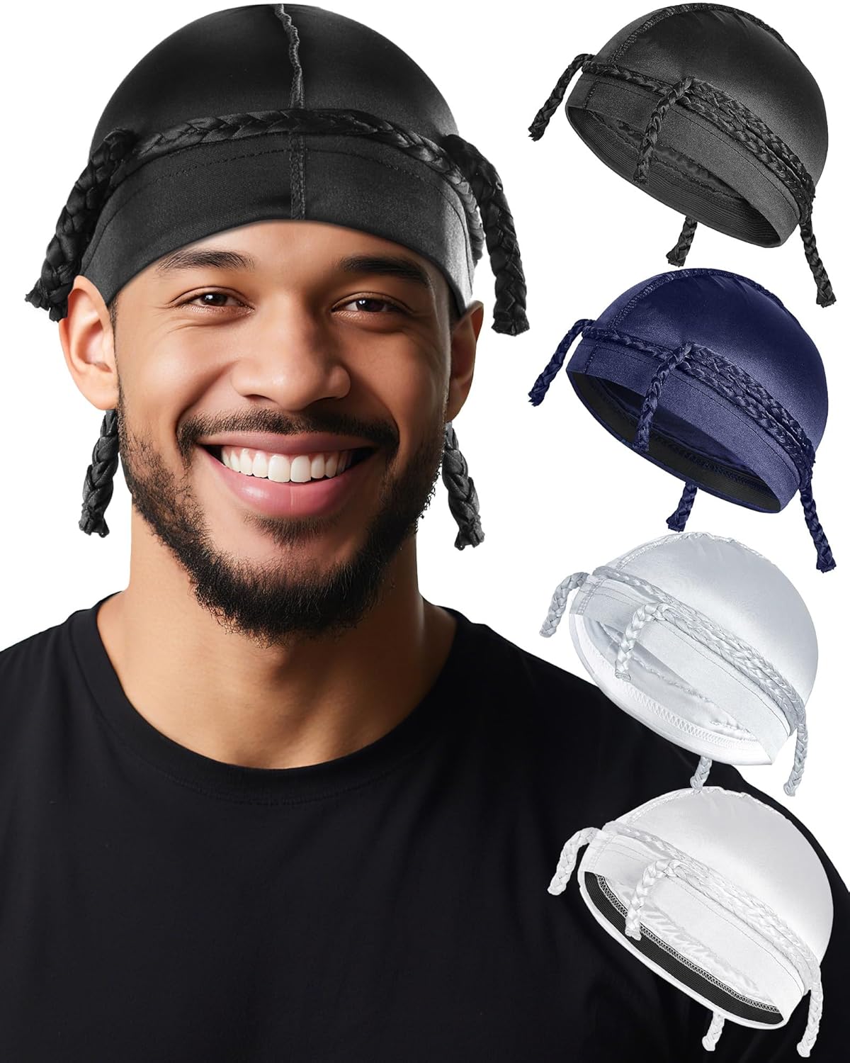 Babalet Wave Cap for Men Women Silky Elastic Satin Dorag Maximum Wave Formation Ultra-Compression Breathable Satin Doo rag