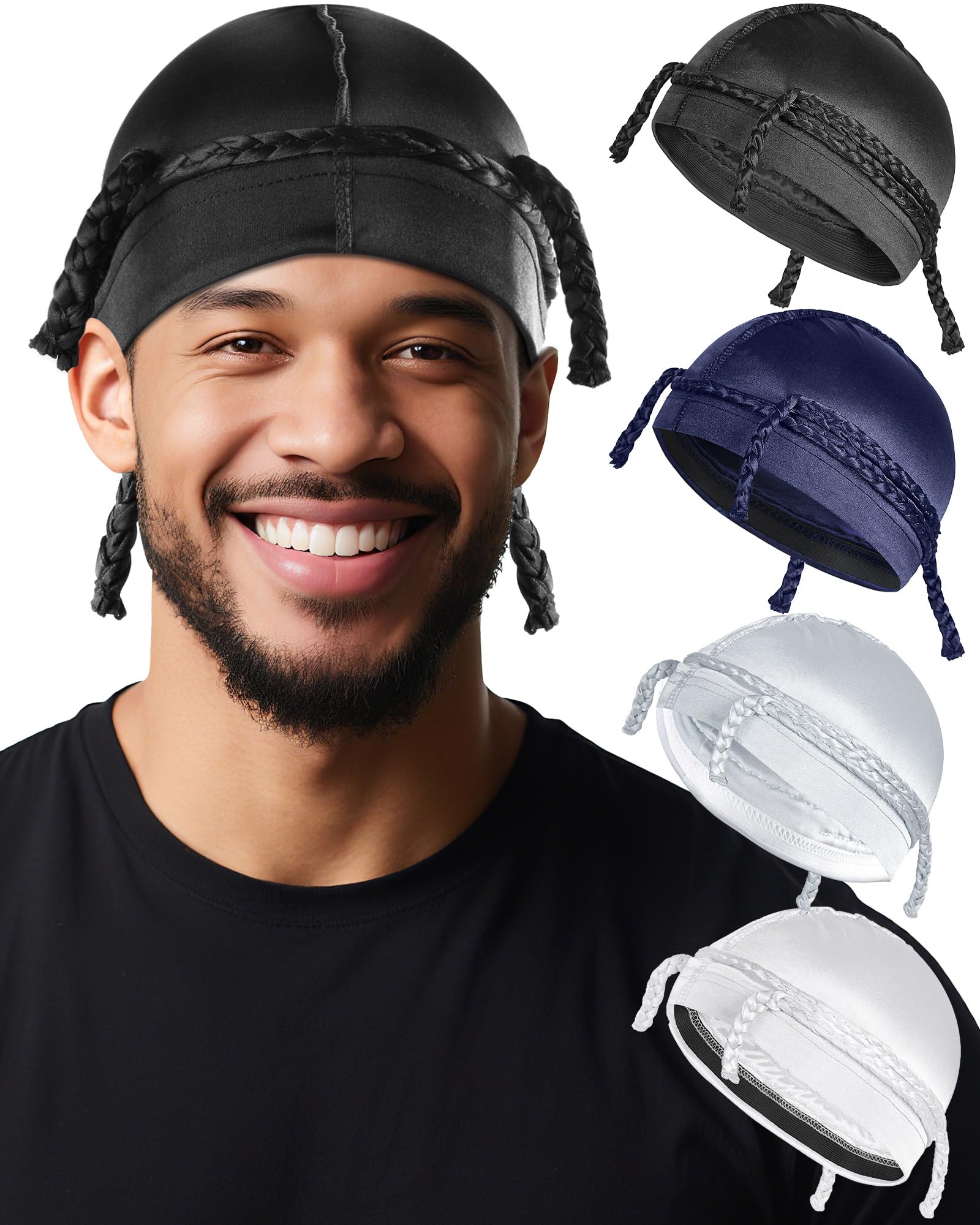 Babalet Wave Cap for Men Women Silky Elastic Satin Dorag Maximum Wave Formation Ultra-Compression Breathable Satin Doo rag