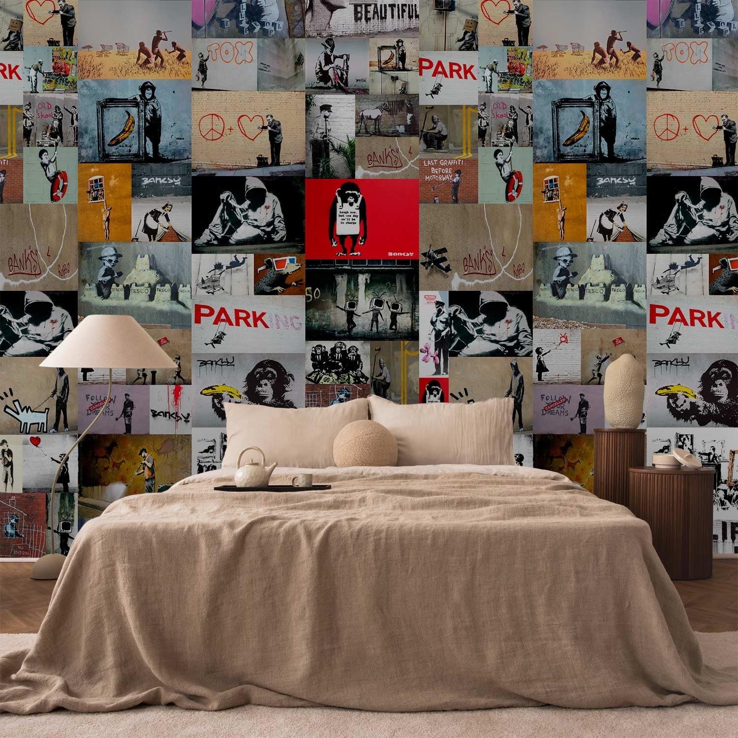 artgeist Puro Wallpaper Banksy 19x394 in - 3D Effect Peel and Stick Self-Adhesive Decorative Foil Wall Mural Removable Sticker Premium Print Picture Image Design Home Decor f-A-0237-j-b